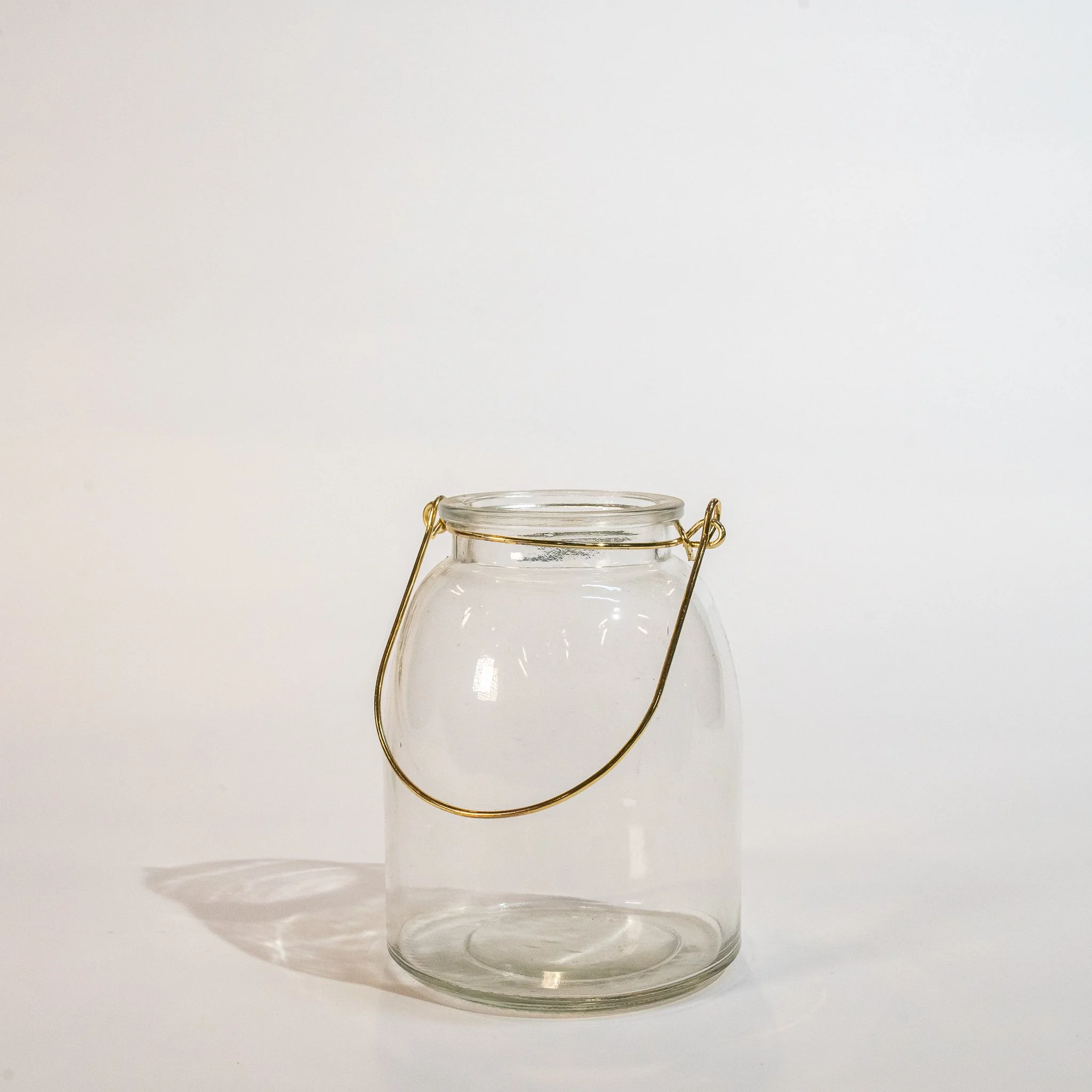 Glass Lantern w/ Brass Handle (7" x 7")