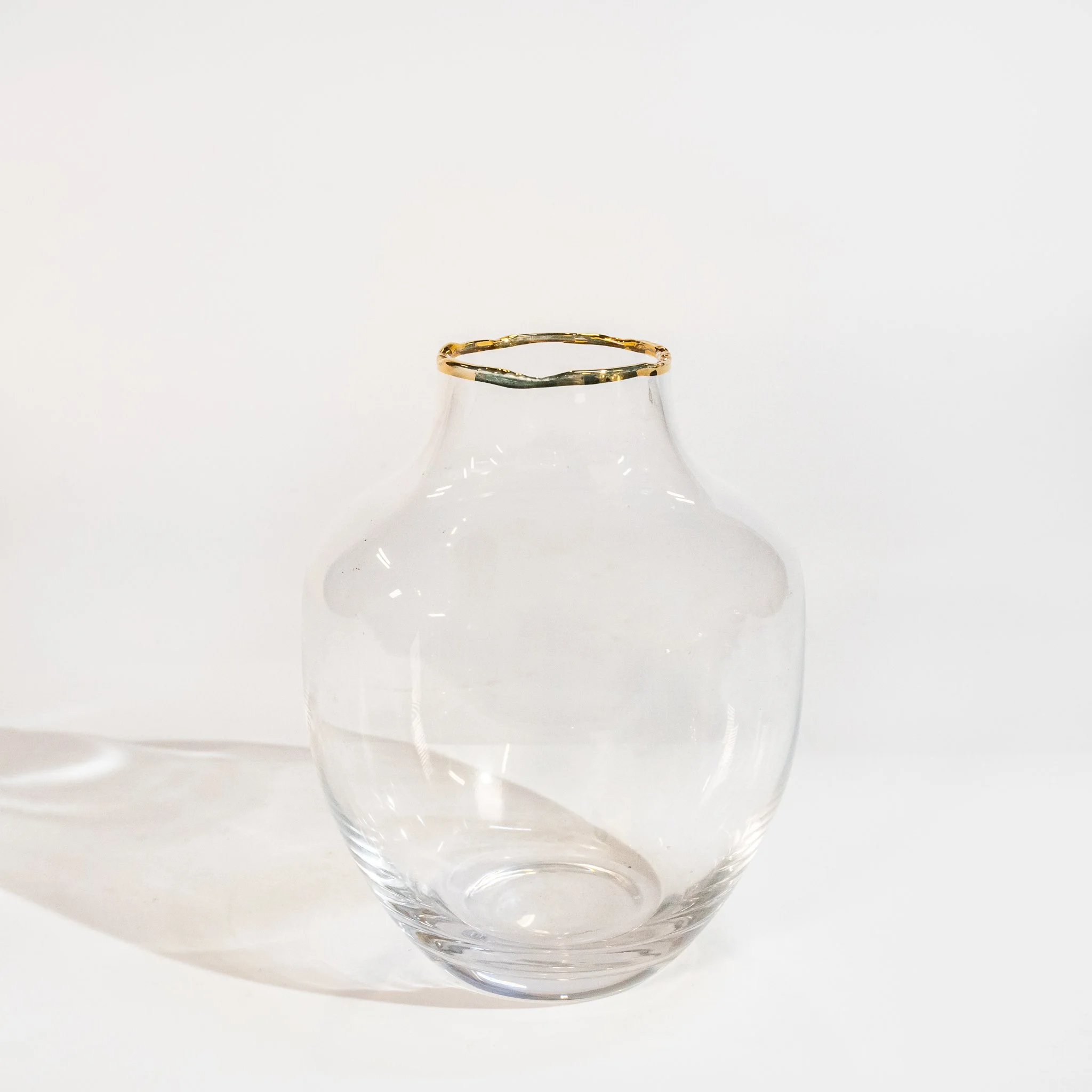 Gold Rim Belly Glass Vase (3.5"x5")