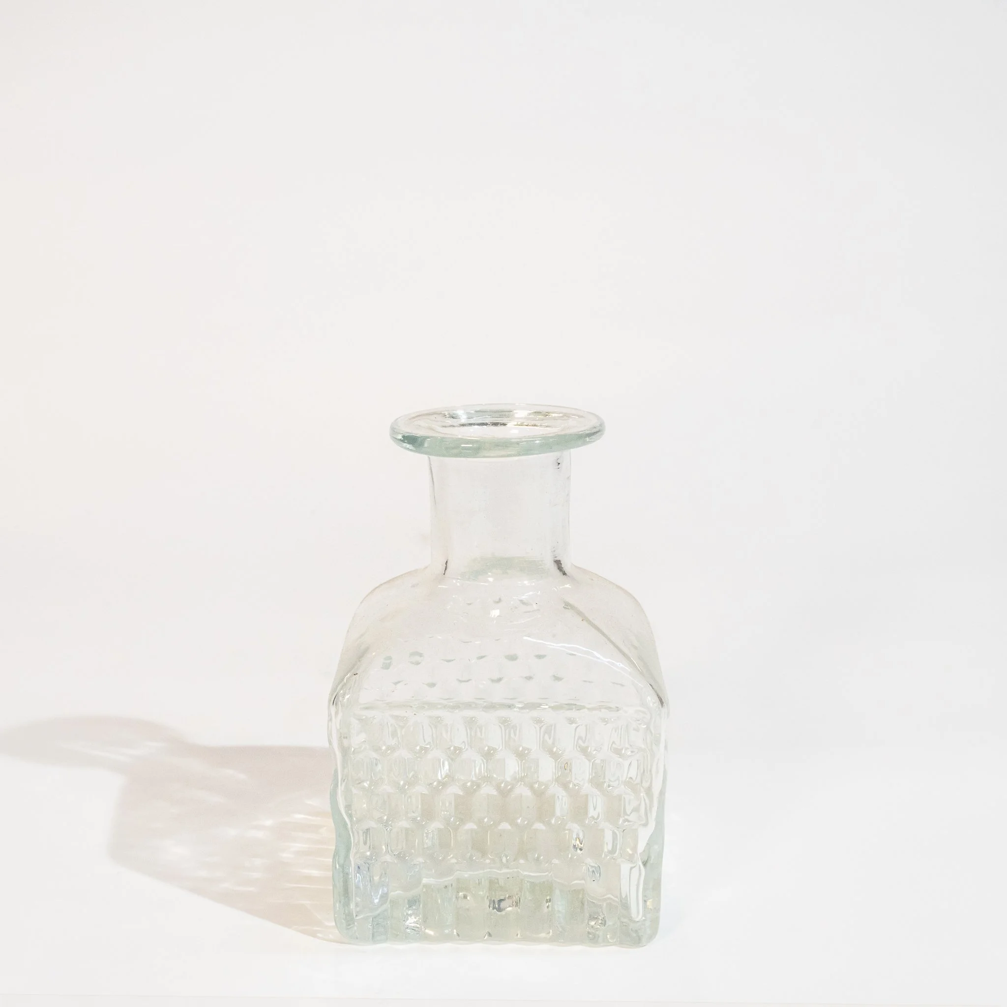 Clear Glass Square Hobnail Bud Vase (2" x 4.5")