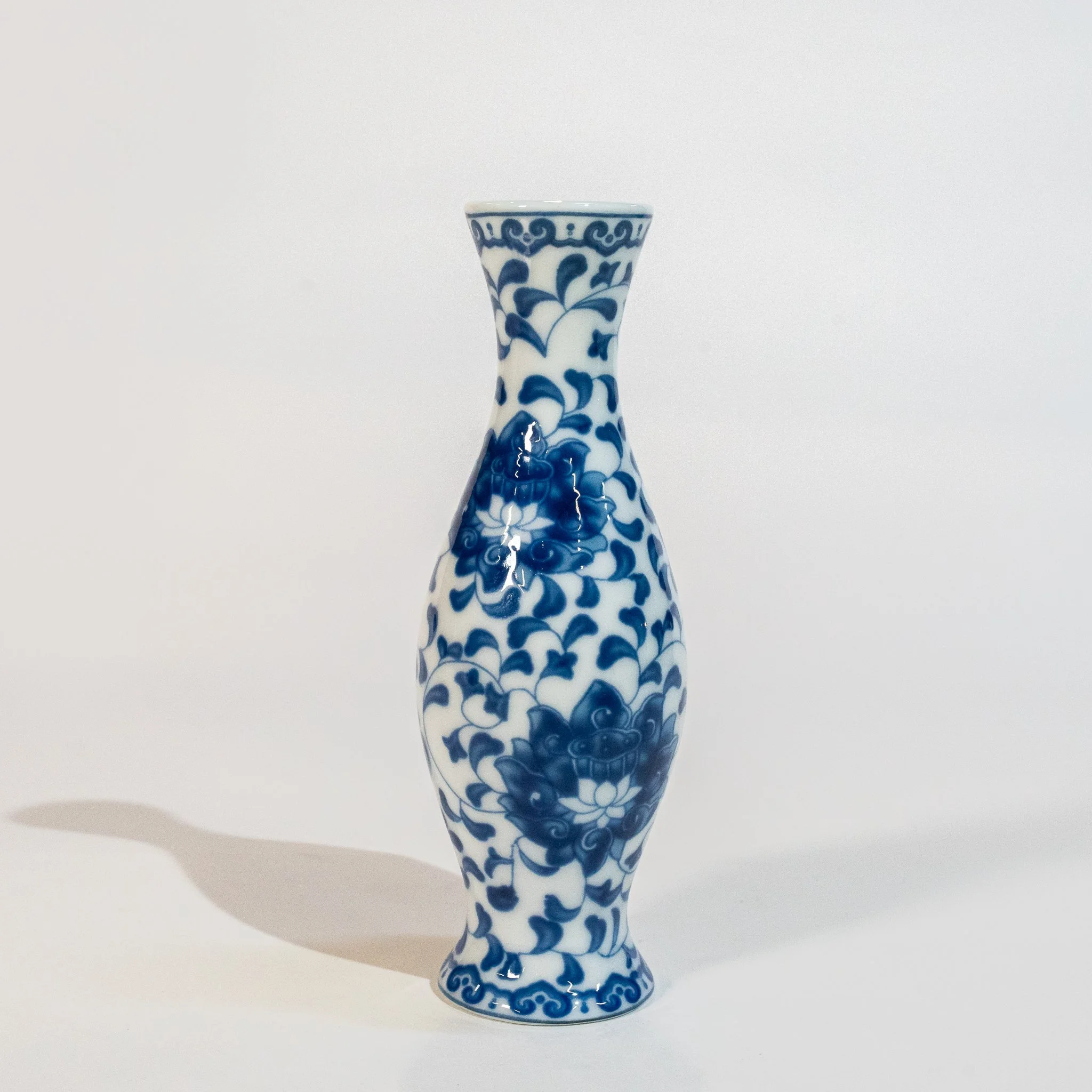 Blue + White Ceramic Vase (1.9" x 5.3")