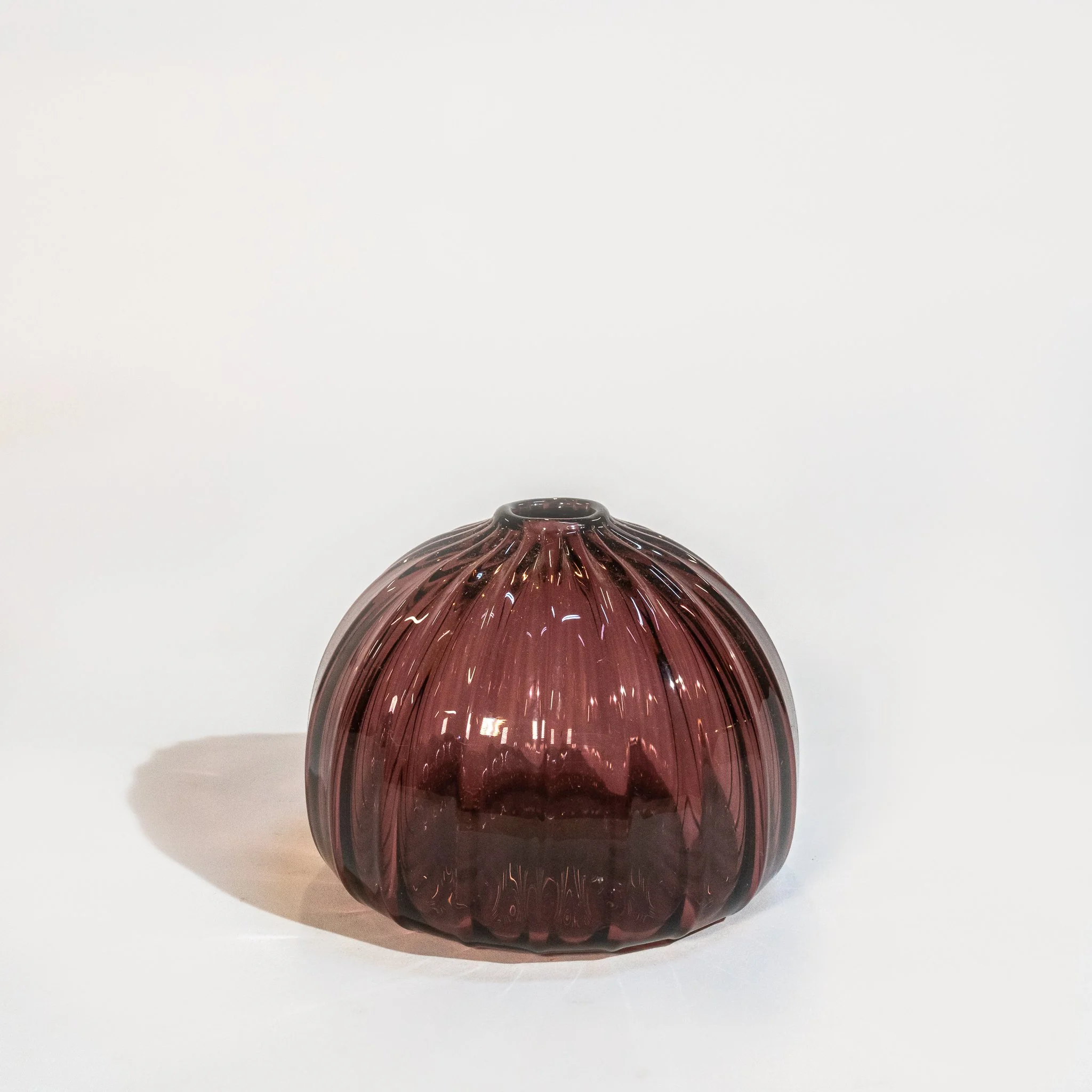 Ribbed Purple Glass Bud Vase