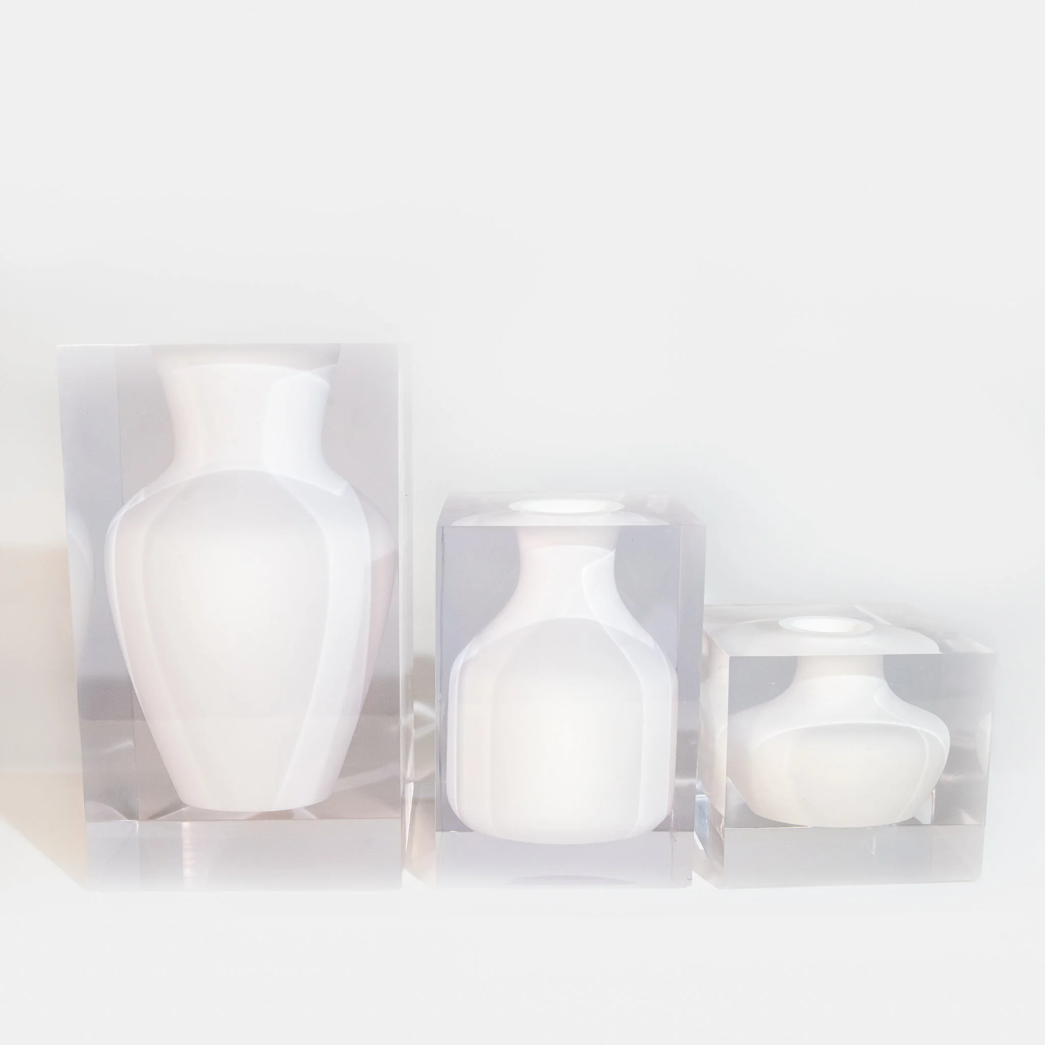 Joseph Vase (4.9” x 4.9" x 8.25”)
Hogan Vase (3.4” x 3.4” x 5.7”)
Doyers Vase (4.2” x 4.2” x 3.7”)