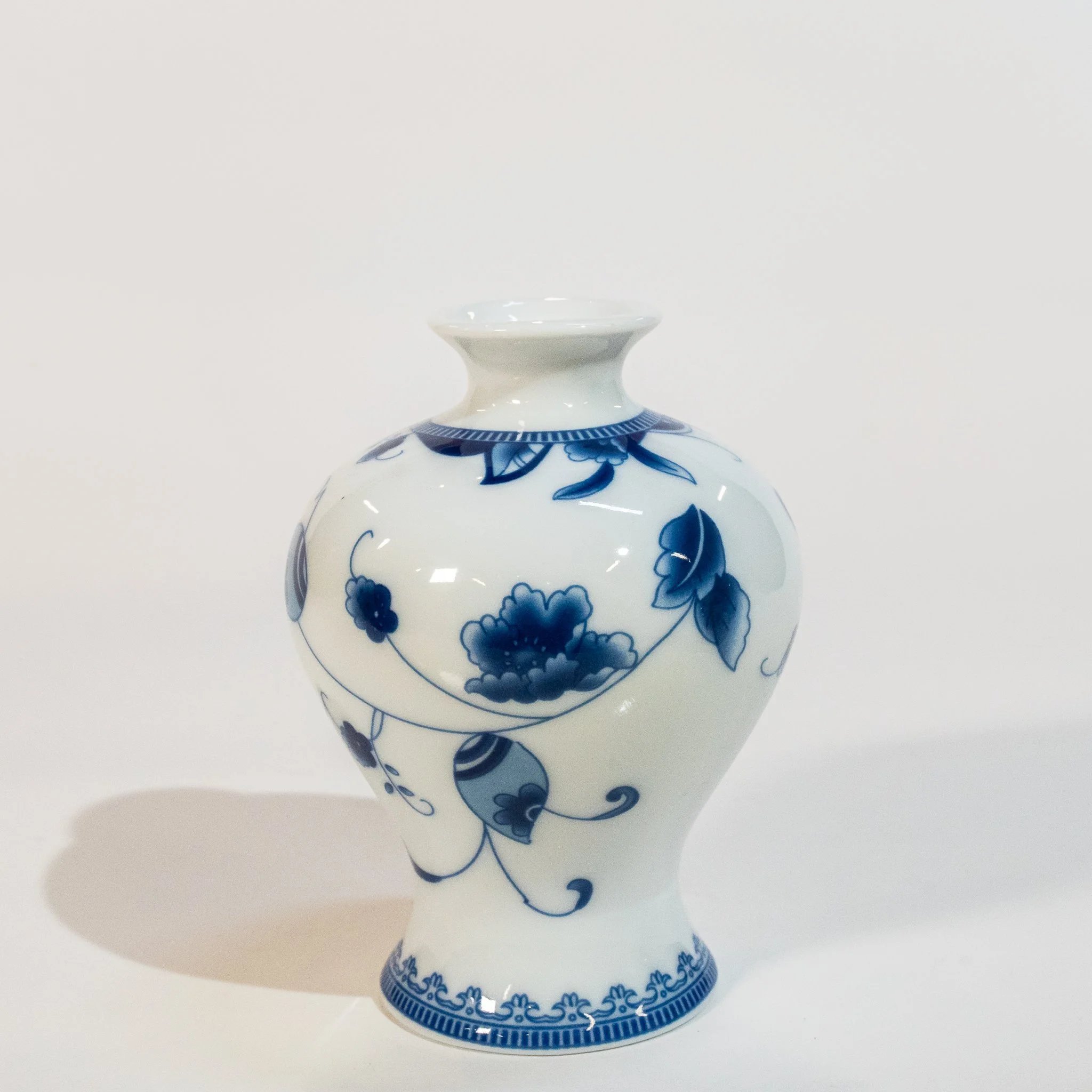 Blue + White Ceramic Vase (3.1" x 3.9")