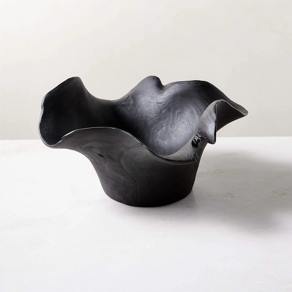 Flounce Black Teak Decorative Bowl (6.3" x 12.3" x 11.3")