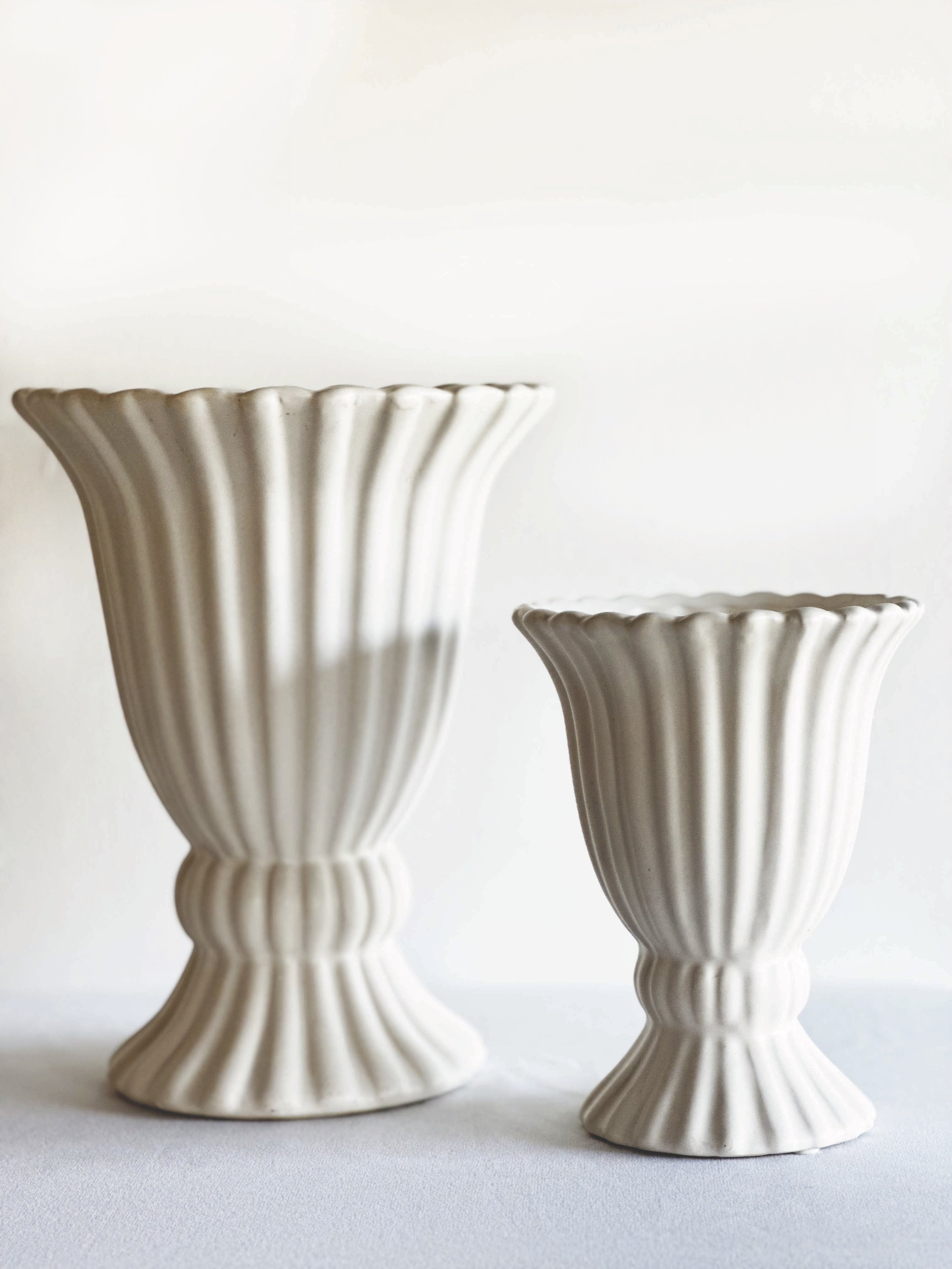 Sullivan's Ribbed Ceramic Urns (8") + (10")