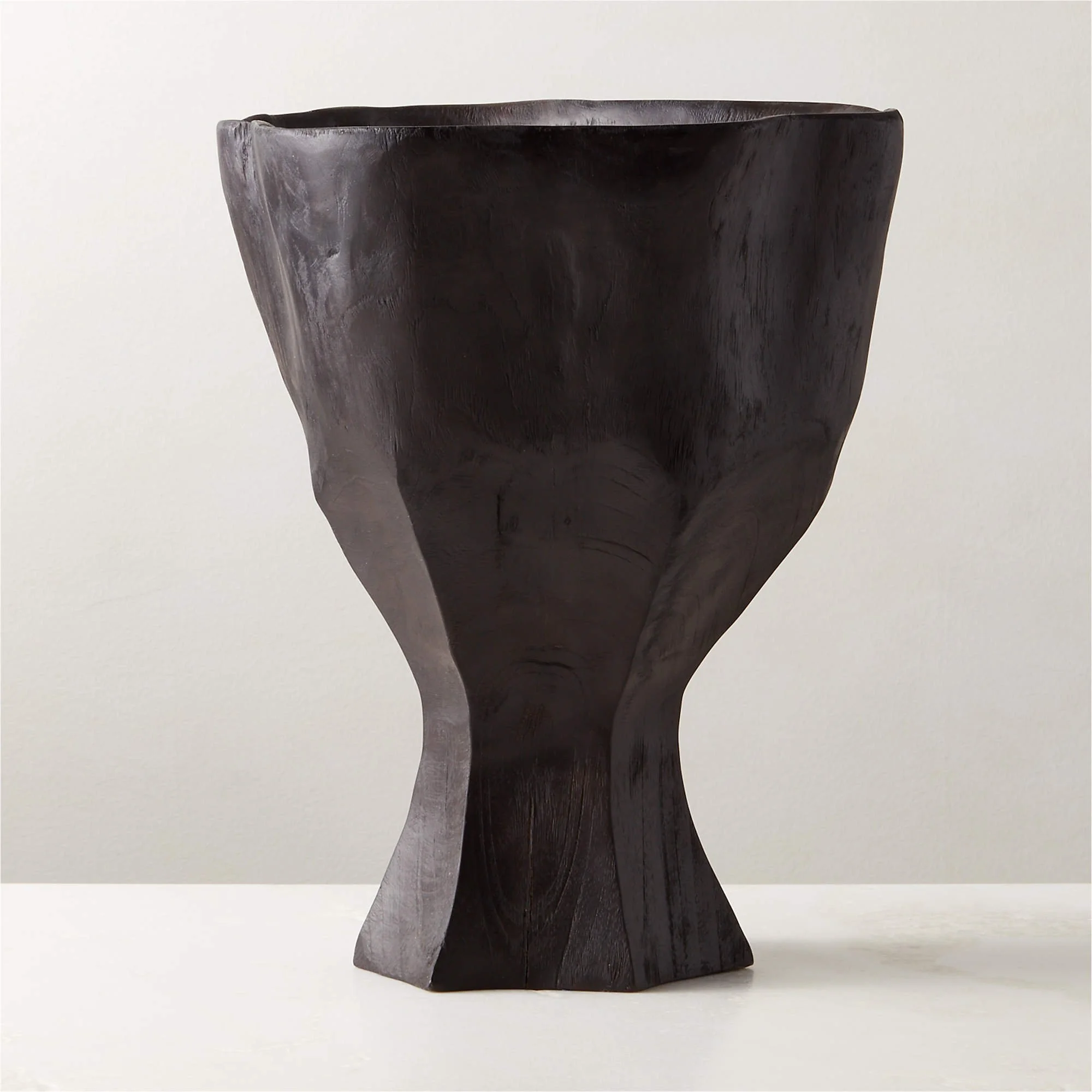 Odin Black Teak Wood Vase (14" x 9")