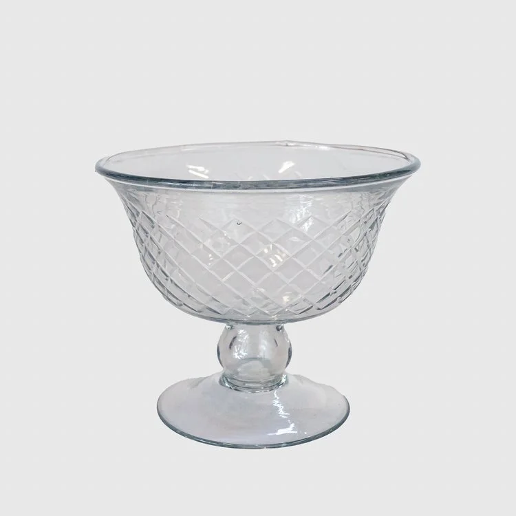 Diamond Cut Glass Pedestal Bowl (4.5" x 3.5")