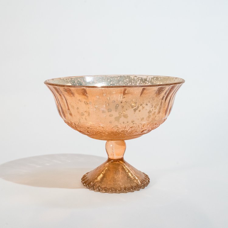 Rose Gold Mercury Glass Compote (7" x 5.25")