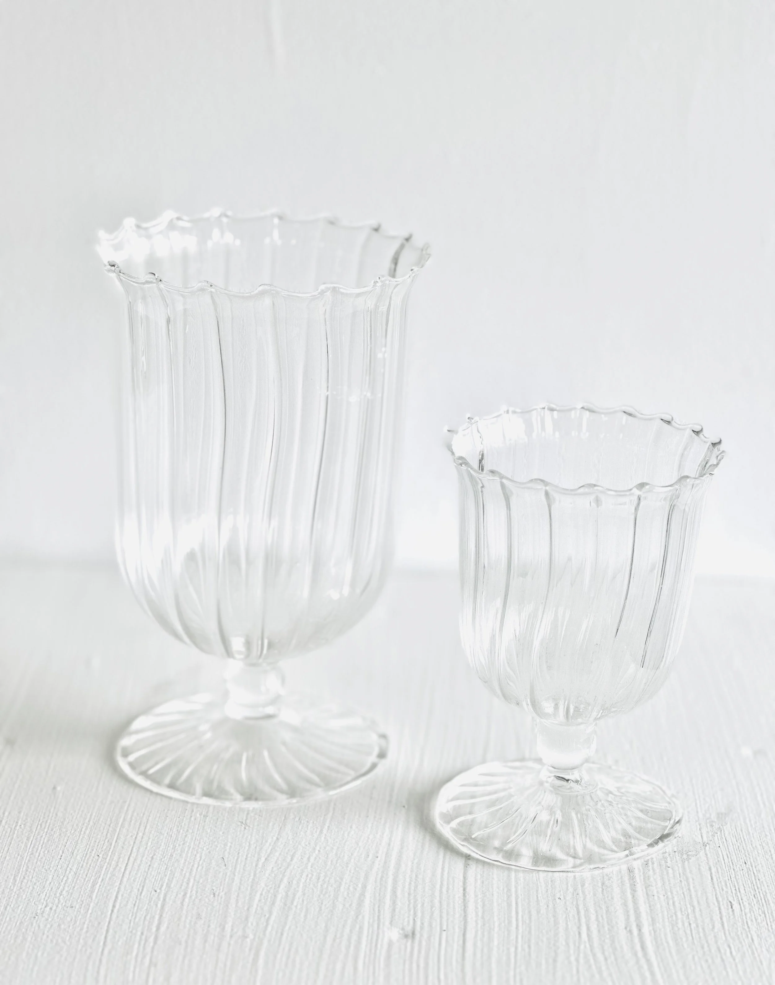 Glass April Vase (3.5"D x 5"H + 4.5"D x 7.5"H)