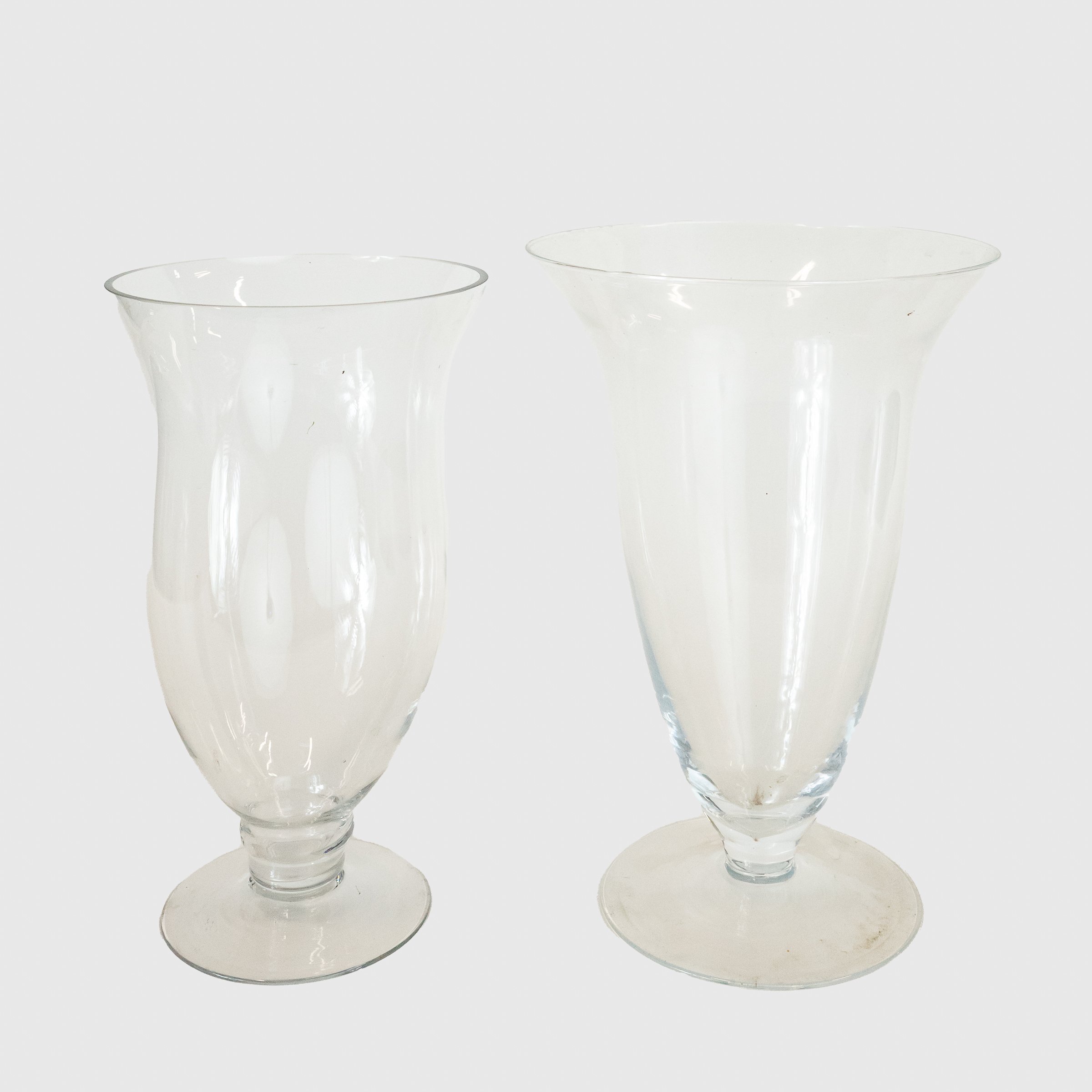 Glass Footed Vases (13") + (16")