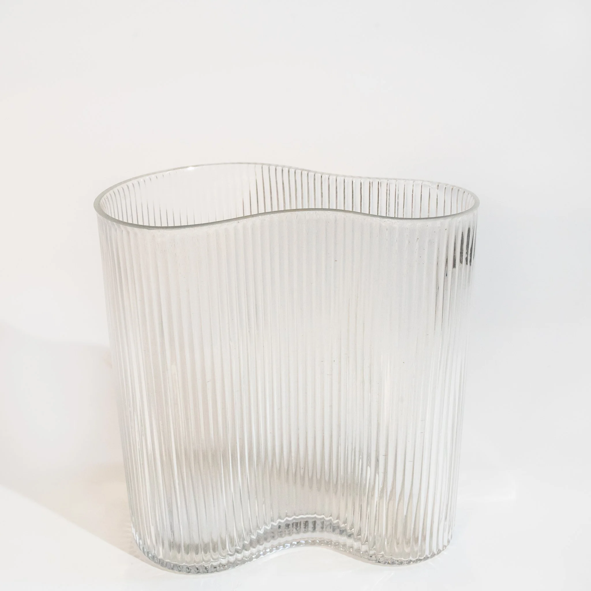 Pleated Glass Vase (6" x 4" x 6")