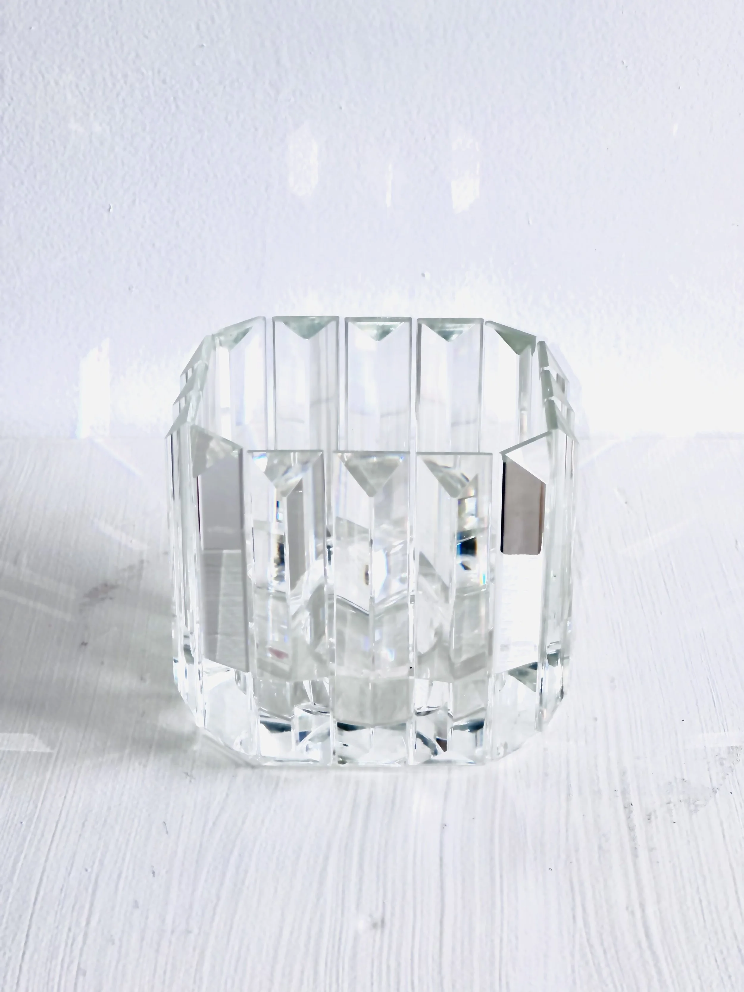 Small Pyramid Crystal Candle Holder (5" x 4 1/4")