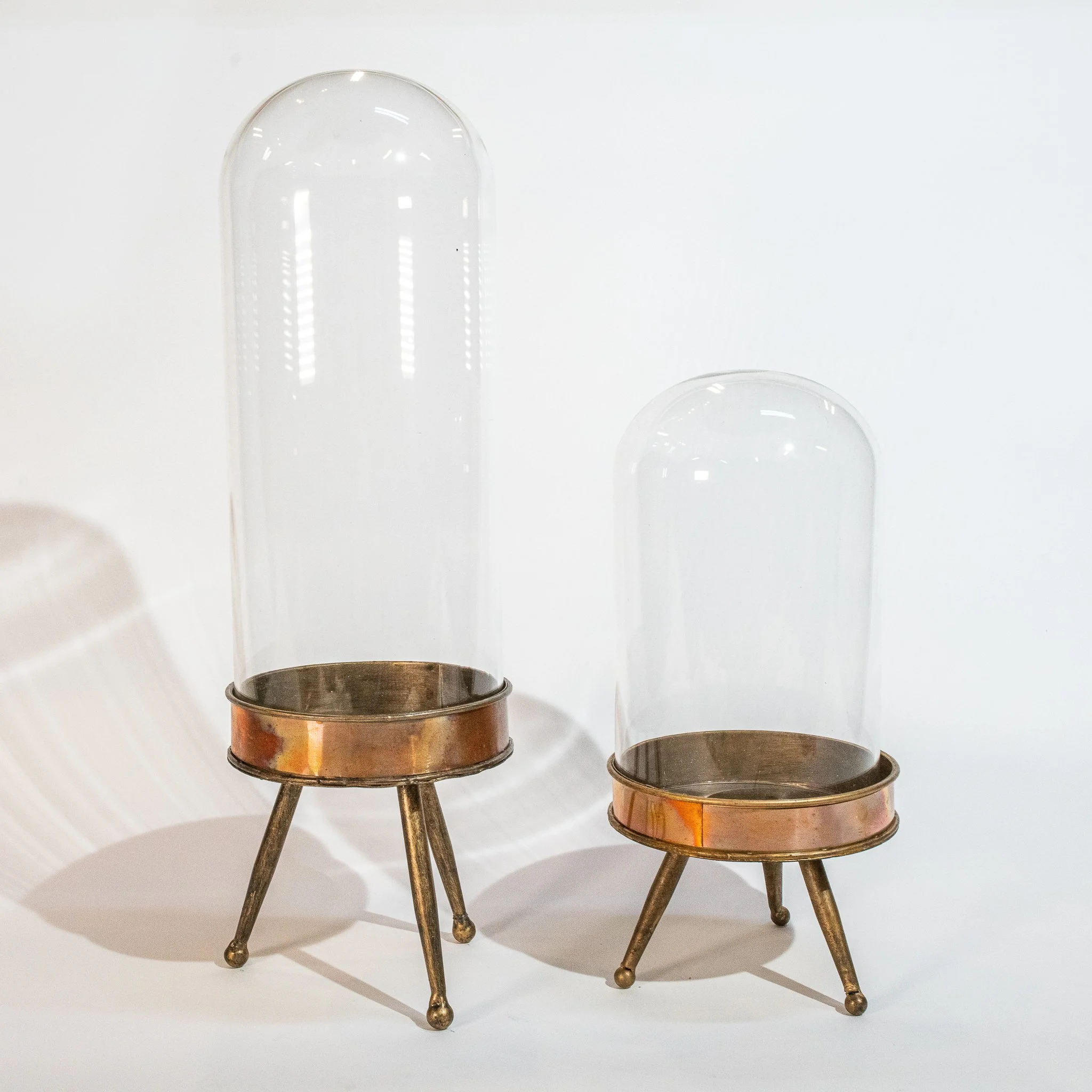 Distressed Metal + Glass Terrarium (13.75"H x 6.25" dia.) + (19.5"H x 6.75" dia.)