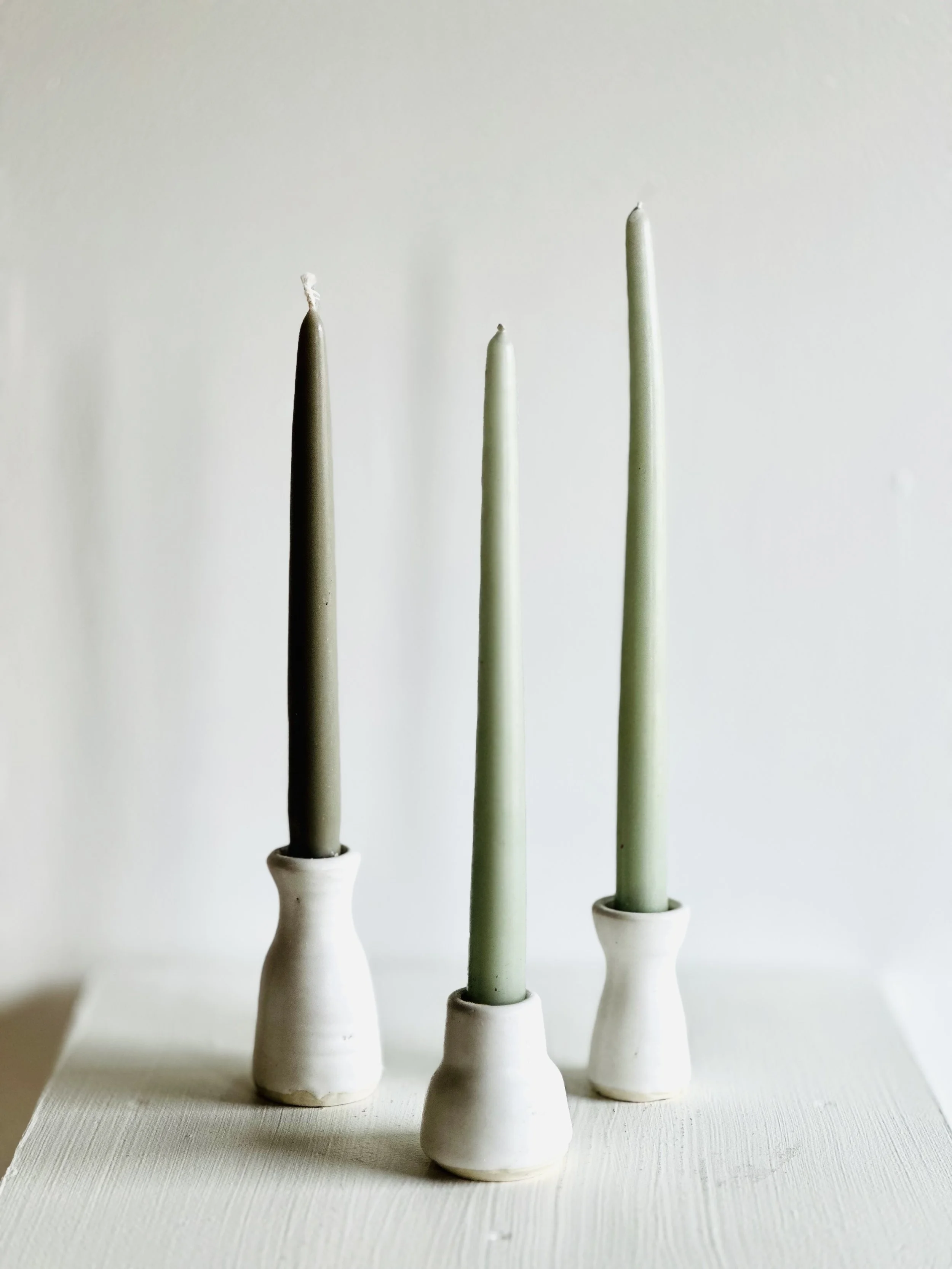Locally Made White Ceramic Taper Candle Holders