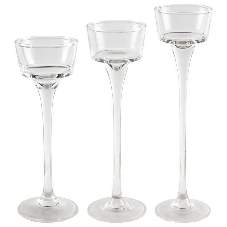 Long-Stem Glass Tealight Candleholders (4.5", 5.5", 6.5")
