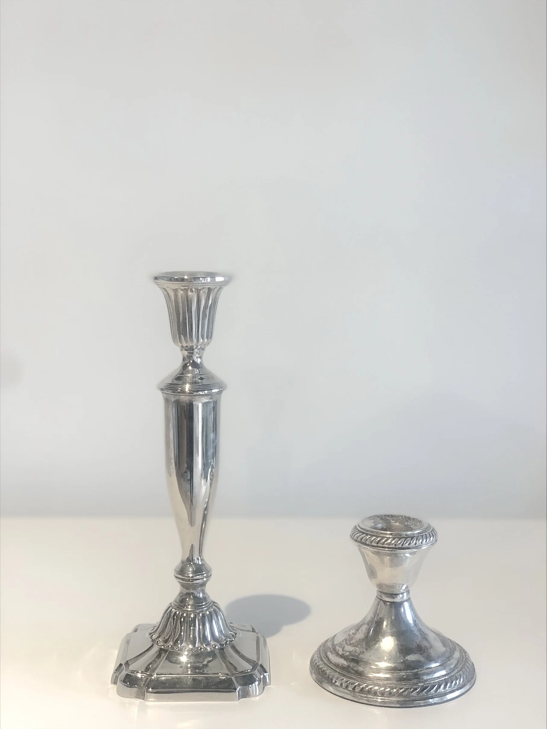 Assorted Sized Vintage Silver Candlestick Holders