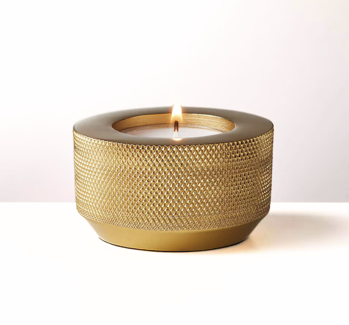 Knurled Gold Tea Light Candle Holder (1.5")