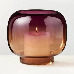 Coco Two-Toned Glass Hurricane Candle Holder Large 