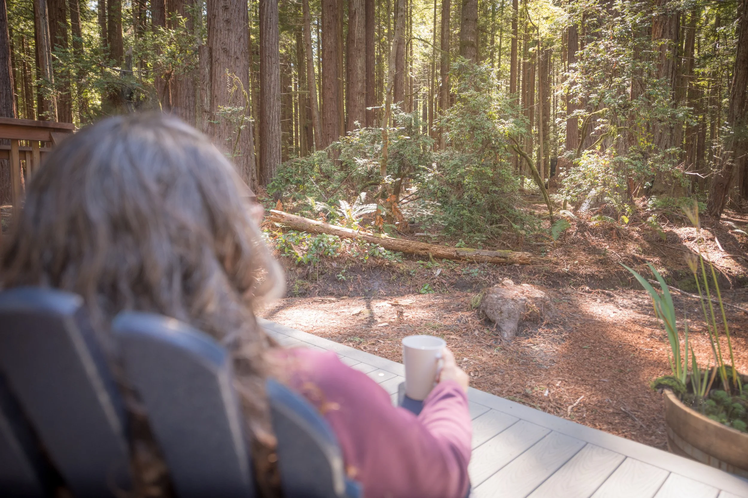 sitting with coffee outside mendo house.JPG