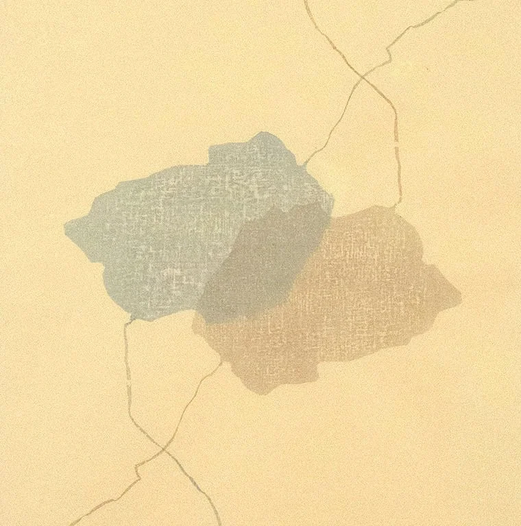 Map with three shaded regions in different colors on a beige background.