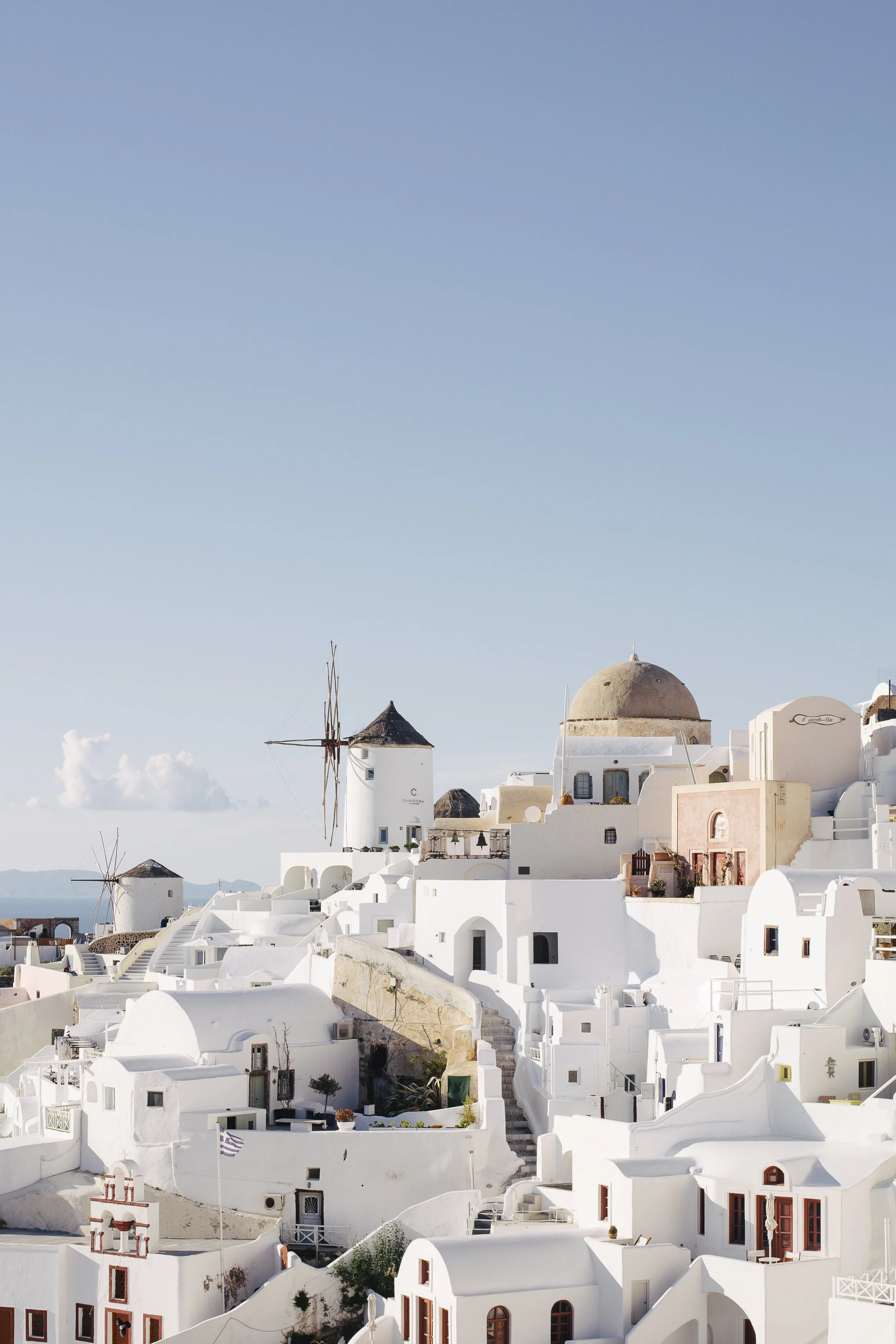 Oia Village & Windmill II — Santorini Fine Art Print