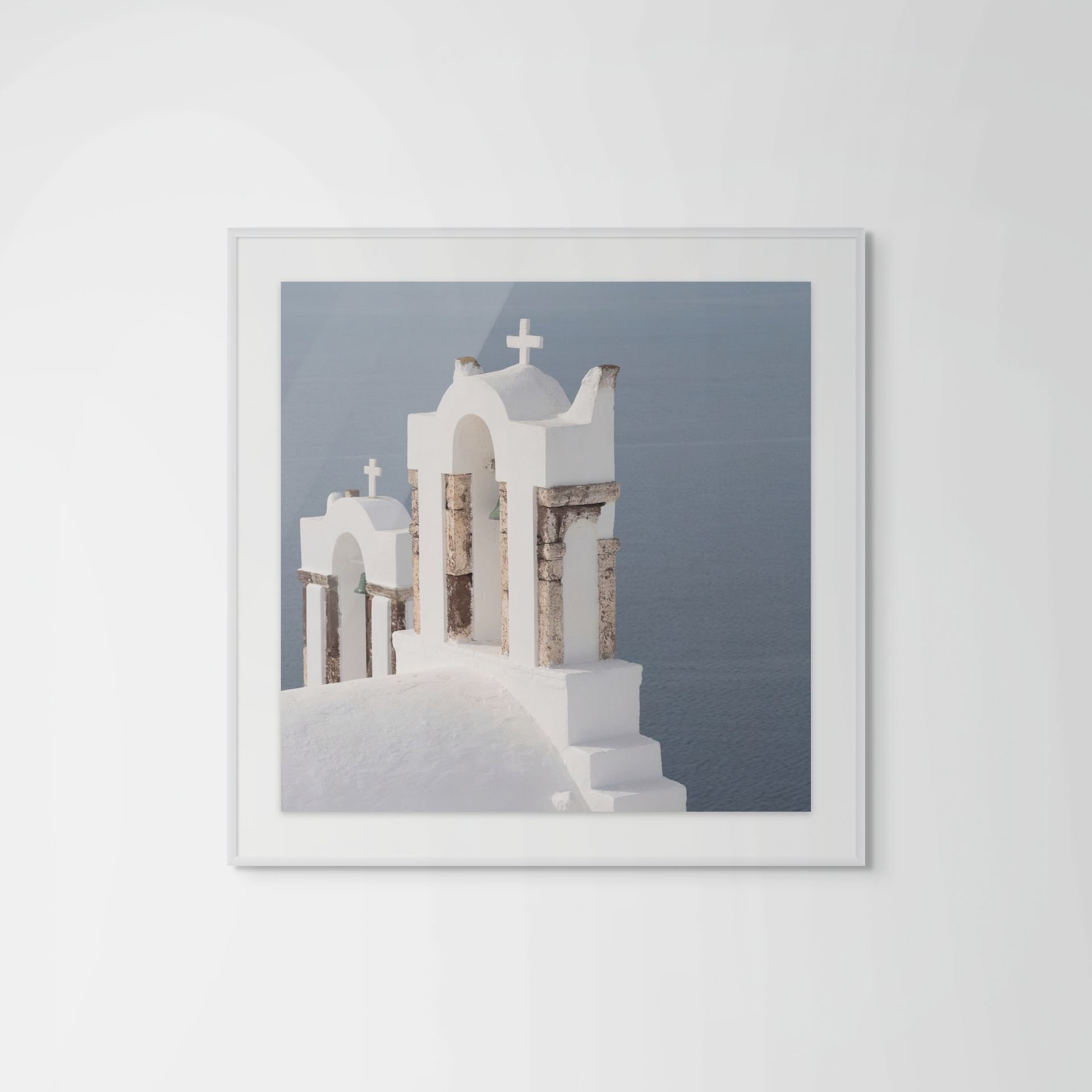 Santorini church fine art print, framed, solid wood frame - Eva Rendl Studio