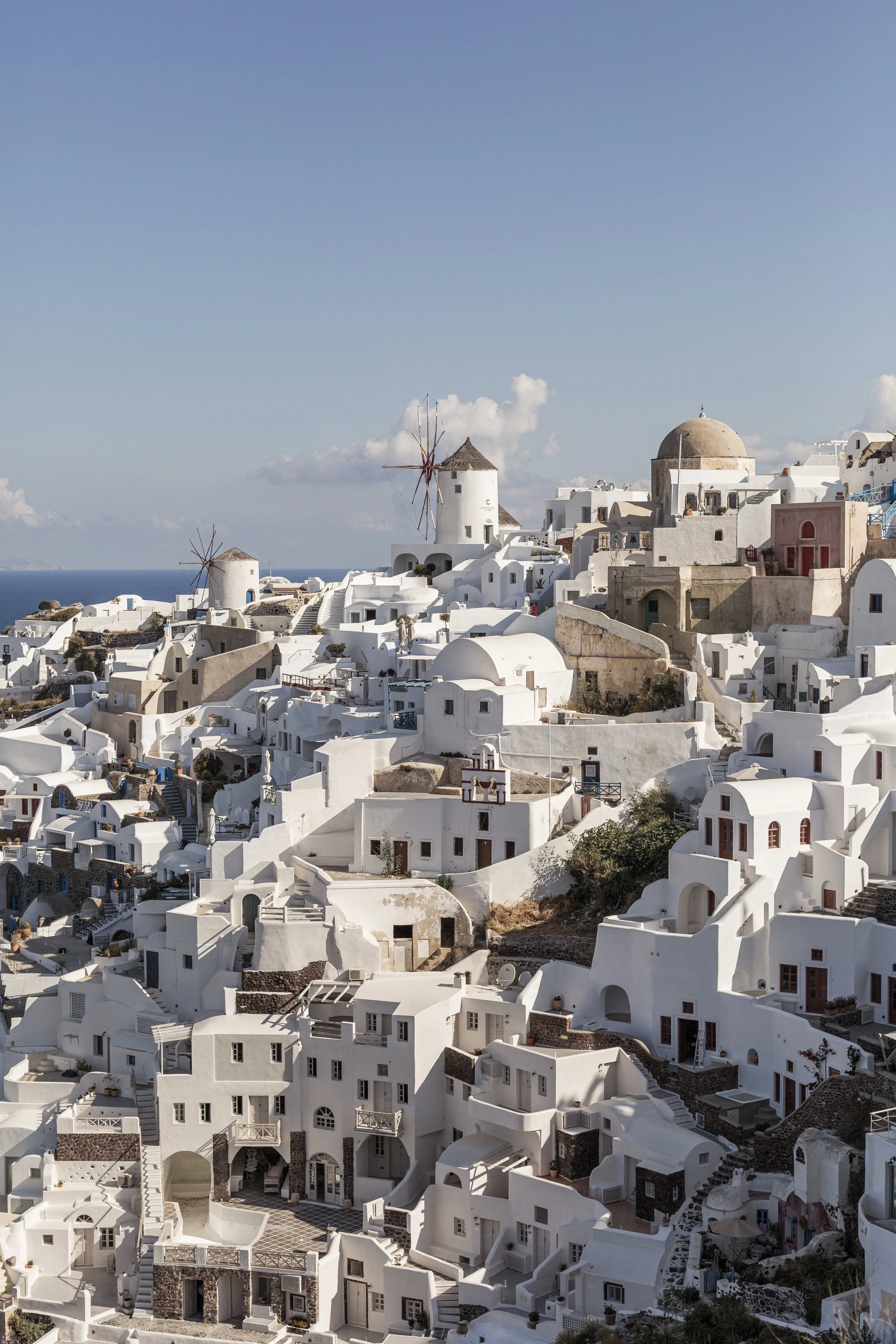 Oia Village & Windmill, Santorini — Framed Fine Art Print