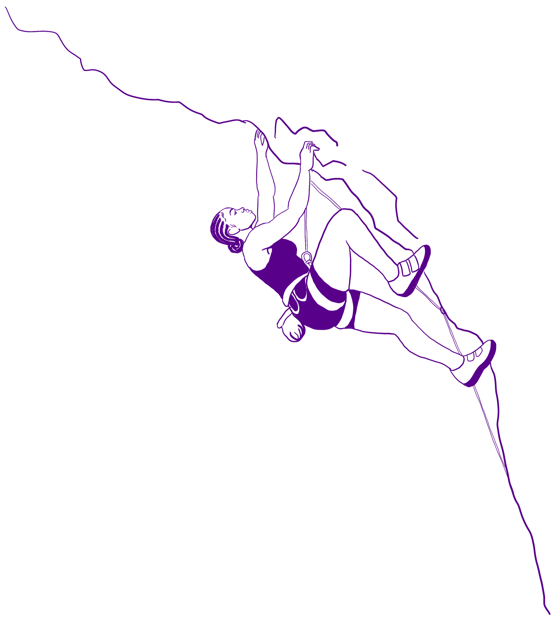 Digital illustration of Black woman rock climbing