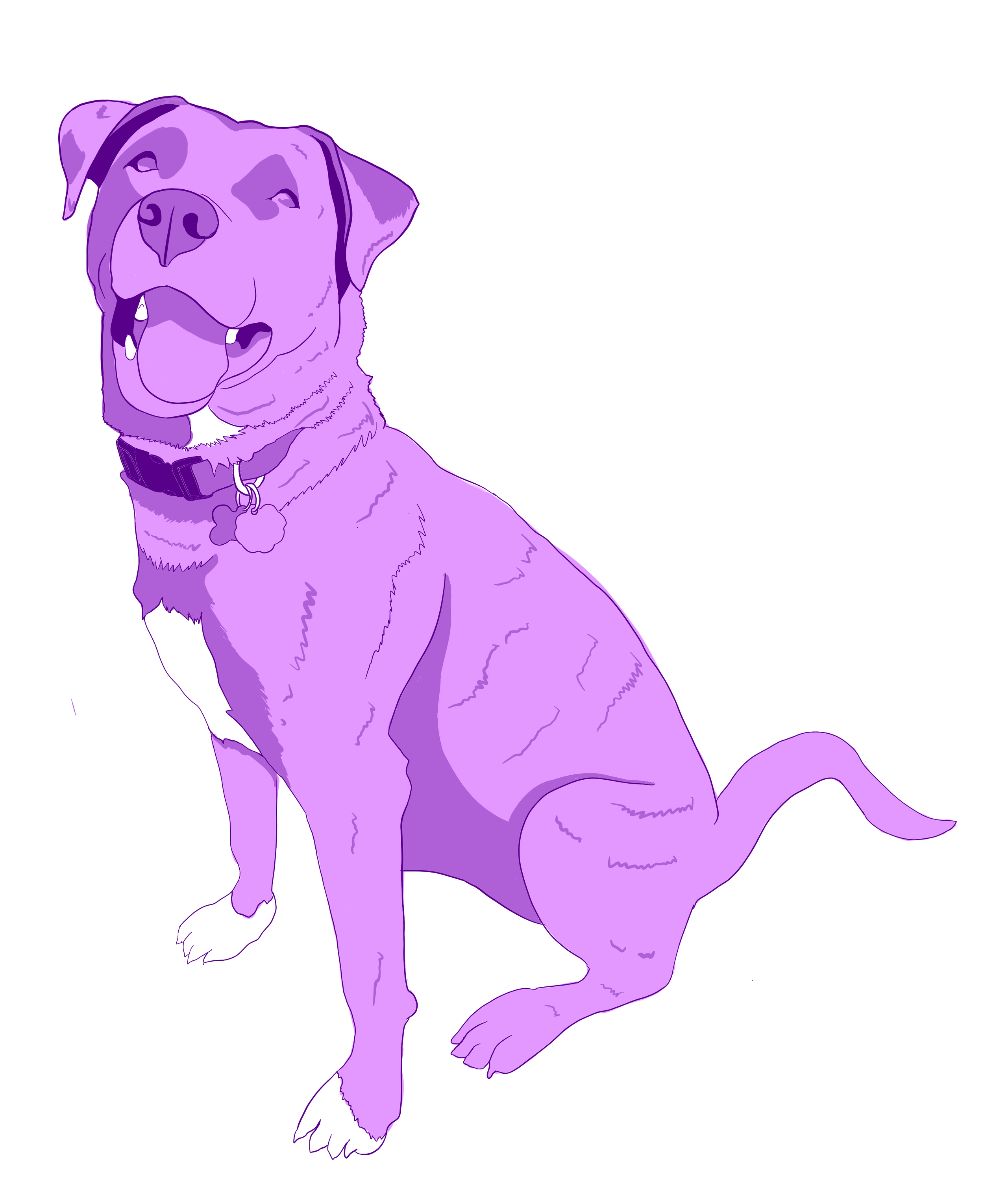 Digital illustration of a happy dog.