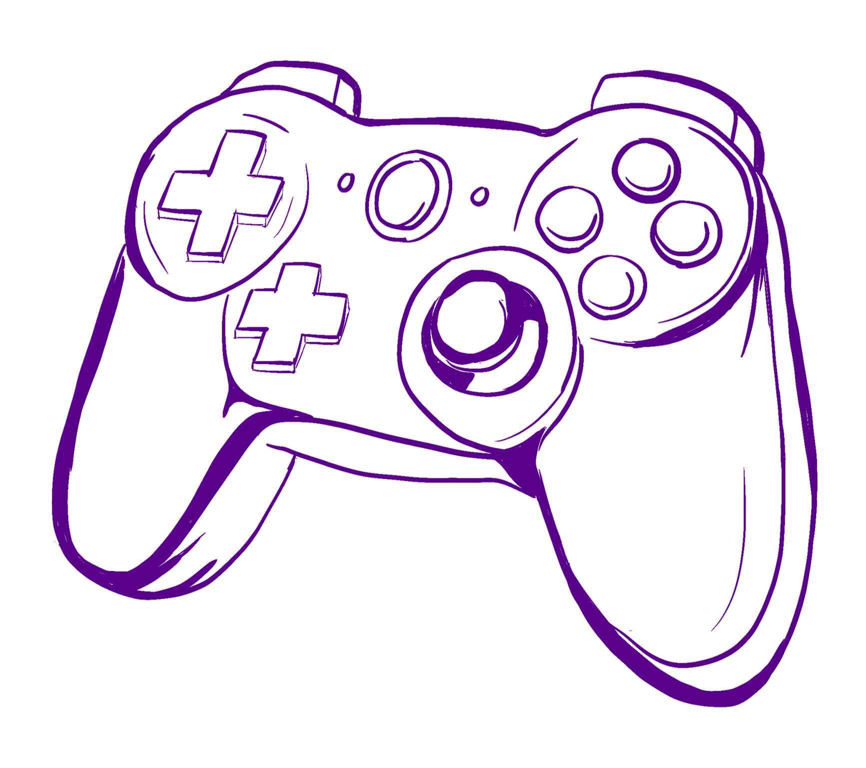 Digital line drawing of a video game controller