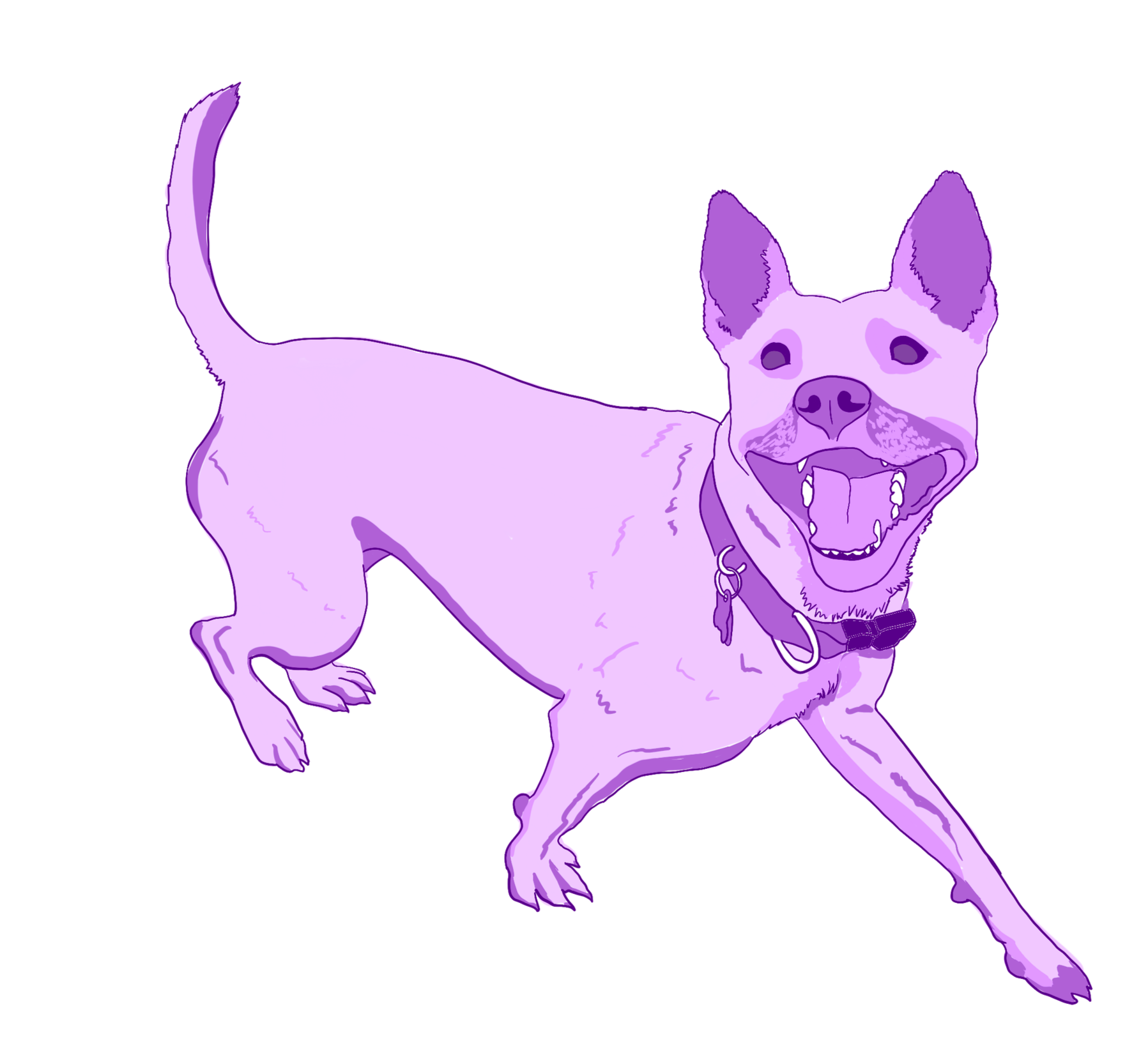 Digital illustration of smiling dog