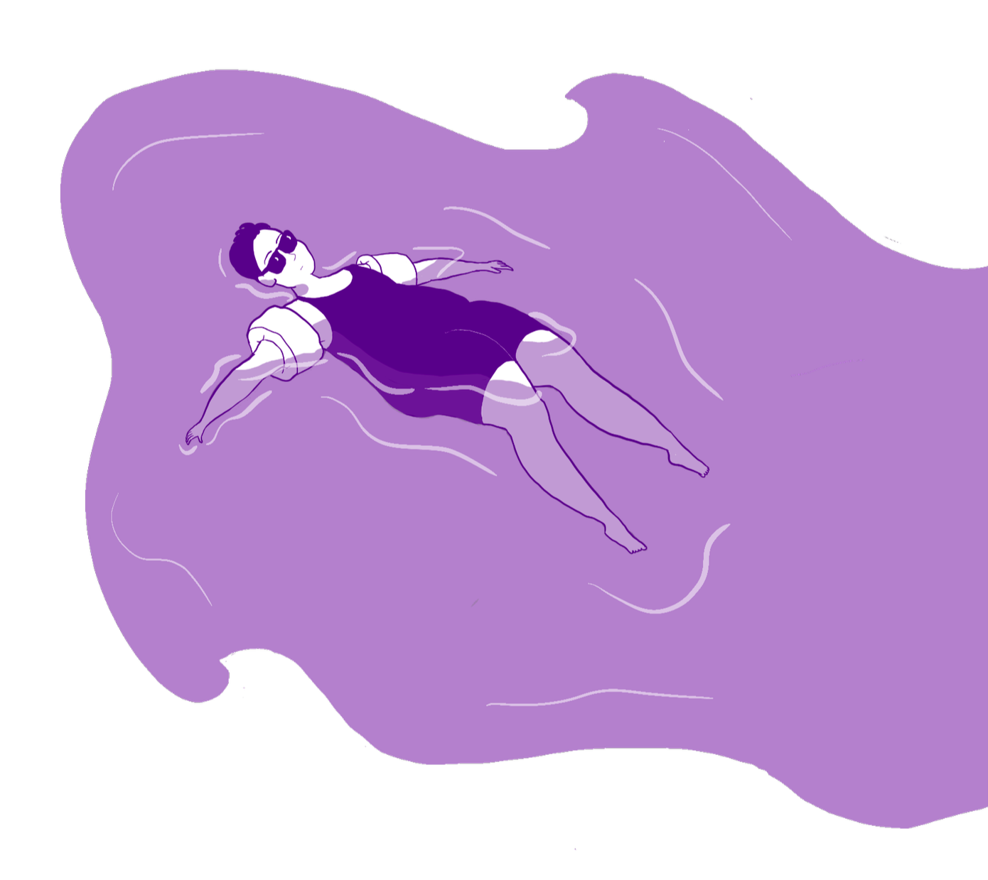 Digital illustration of gender nonconforming person floating in water