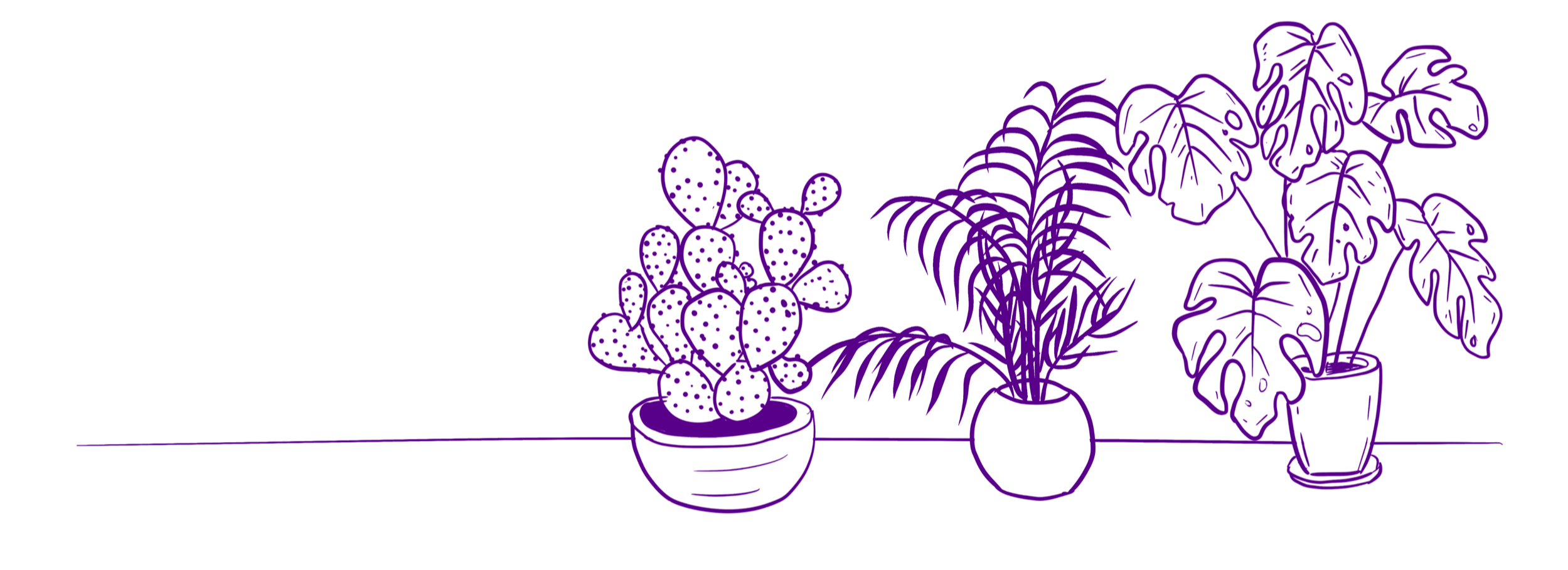 Digital line drawing of potted plants