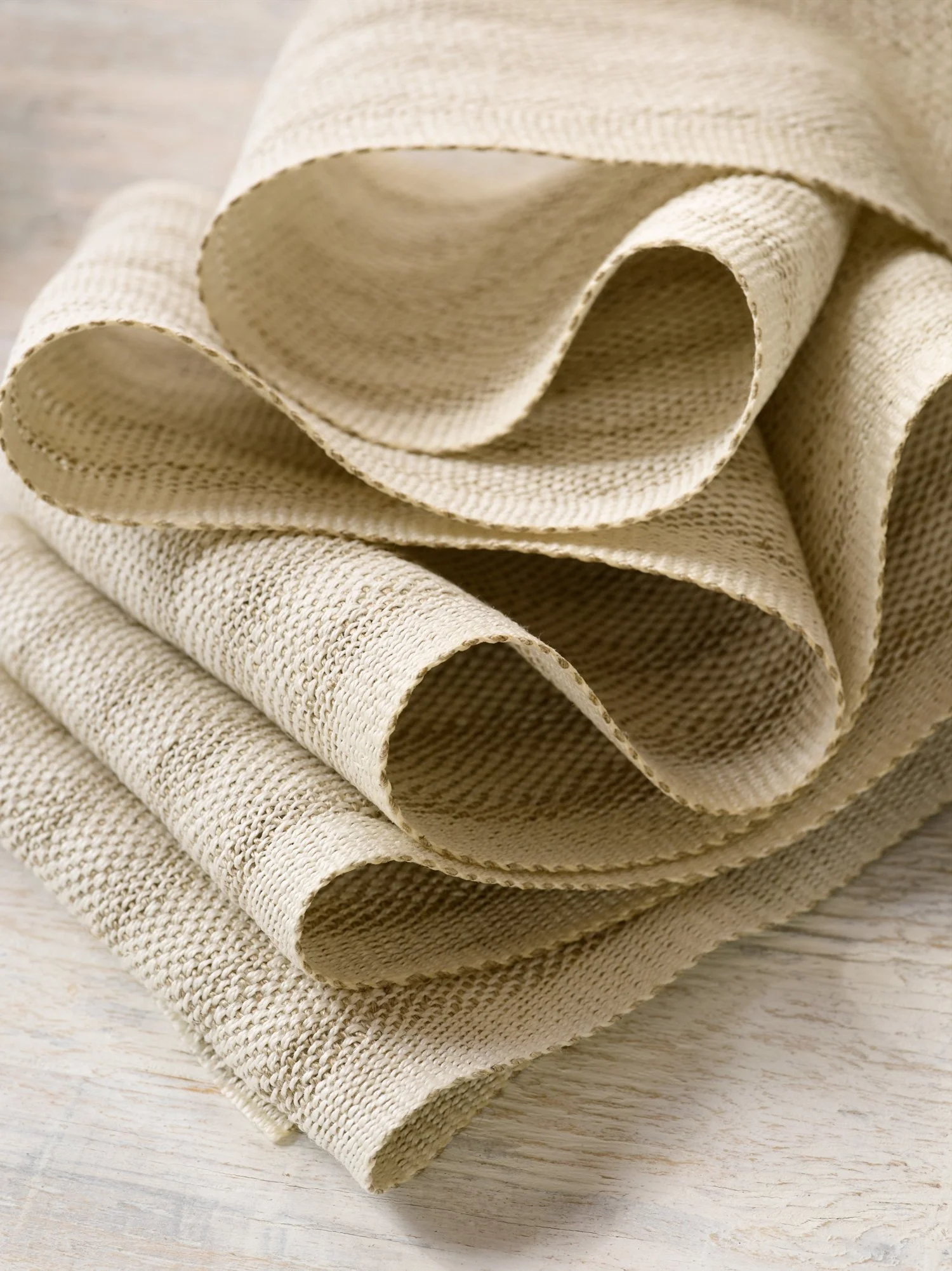White Fretwork handwoven linen tape trim in a soft white patterned weave in wide width.