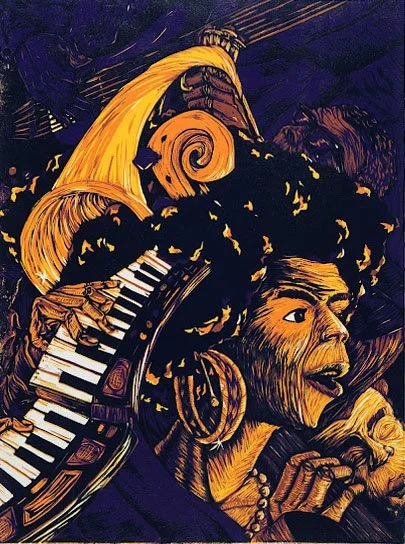 Groovin'
Reduction Woodcut
18" x 24"