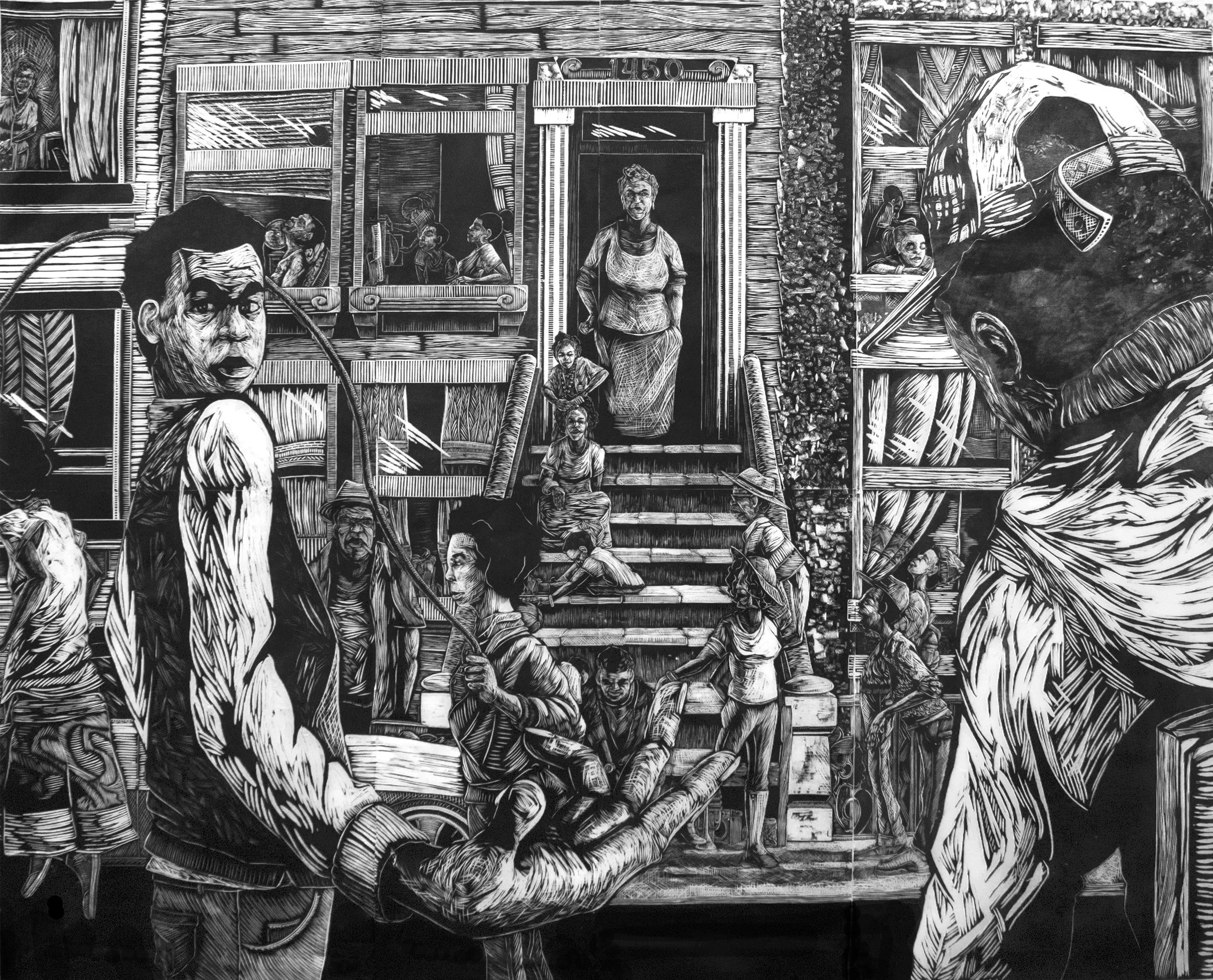 The Block
Woodcut
96" x 120"