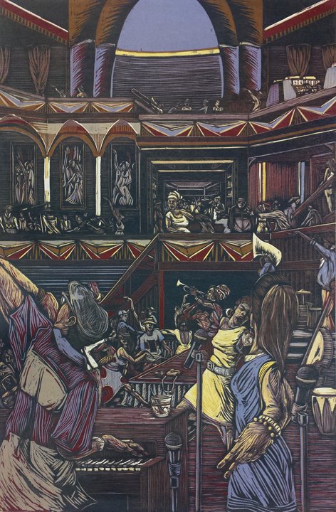 Boom Boom Room
Reduction Woodcut
25" x 36"