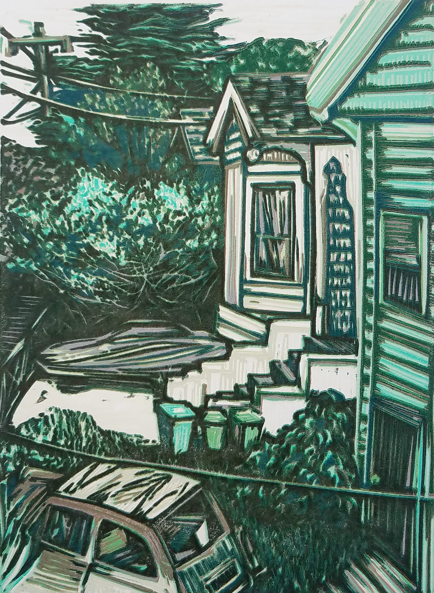 Campbell St
Reduction Woodcut 
6" x 8"