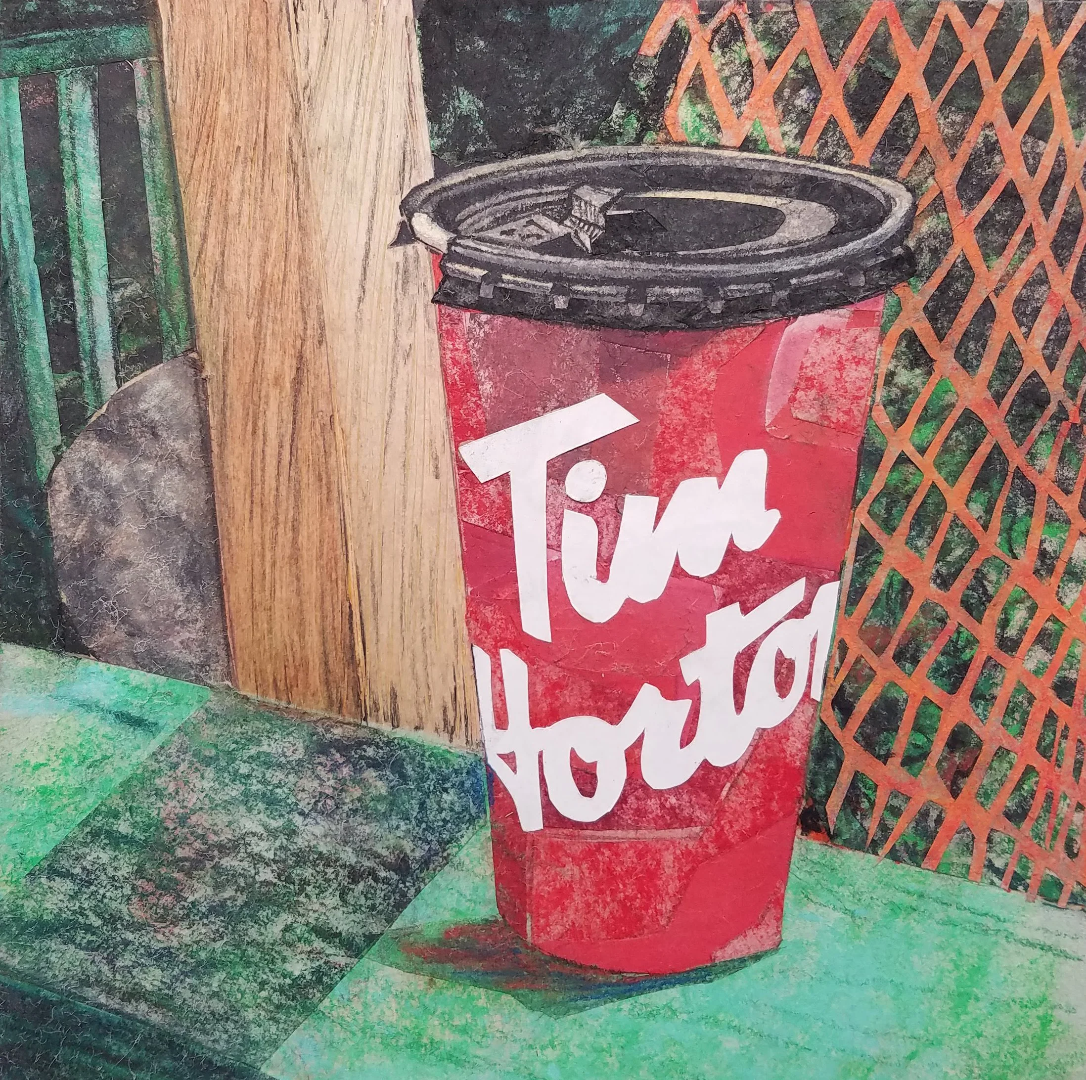 My Cup
Woodcut, acrylic, charcoal, textiles, printed on sekishu paper
10" x 10"