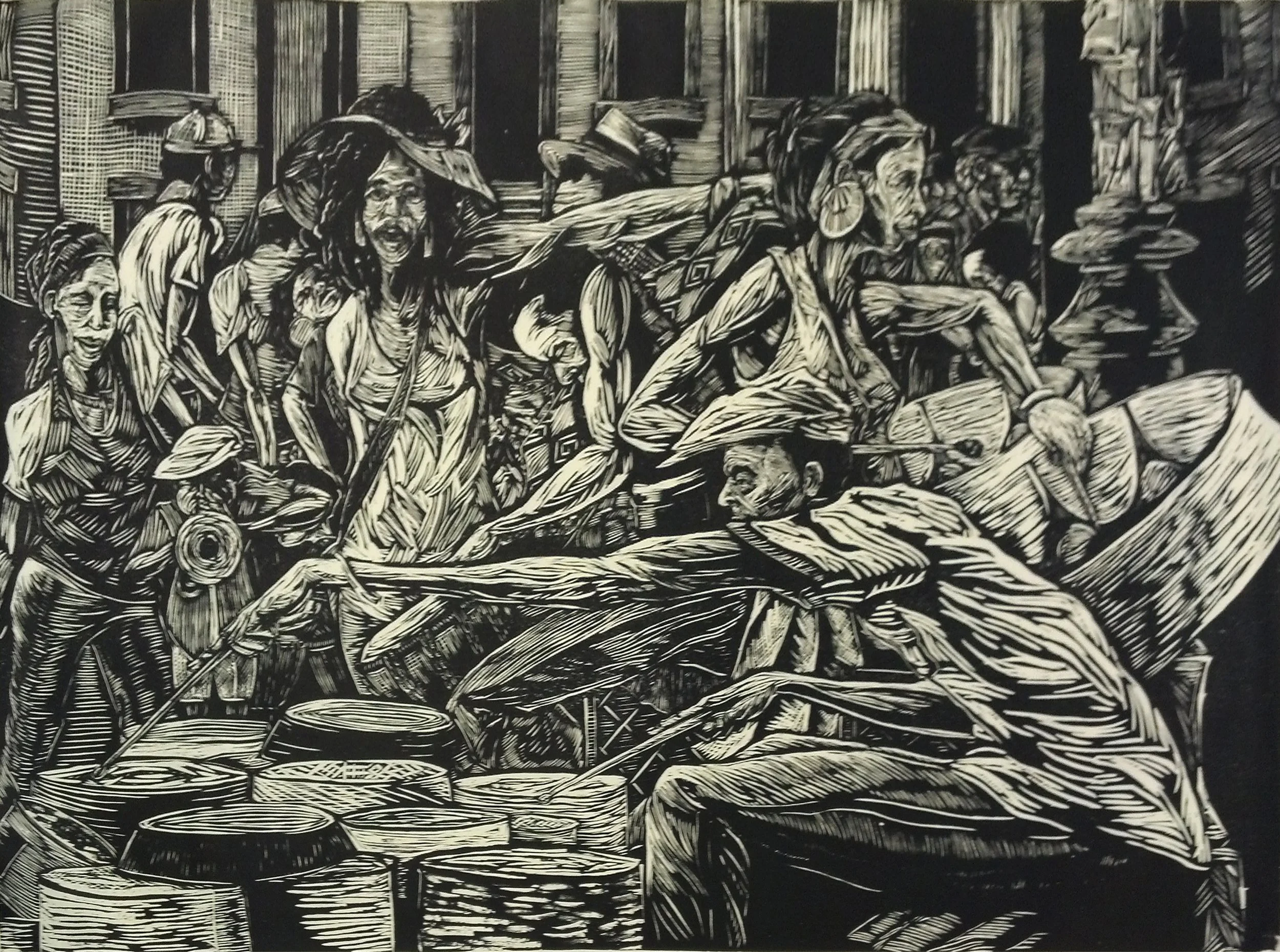 Block Party
Woodcut
36" x 60"