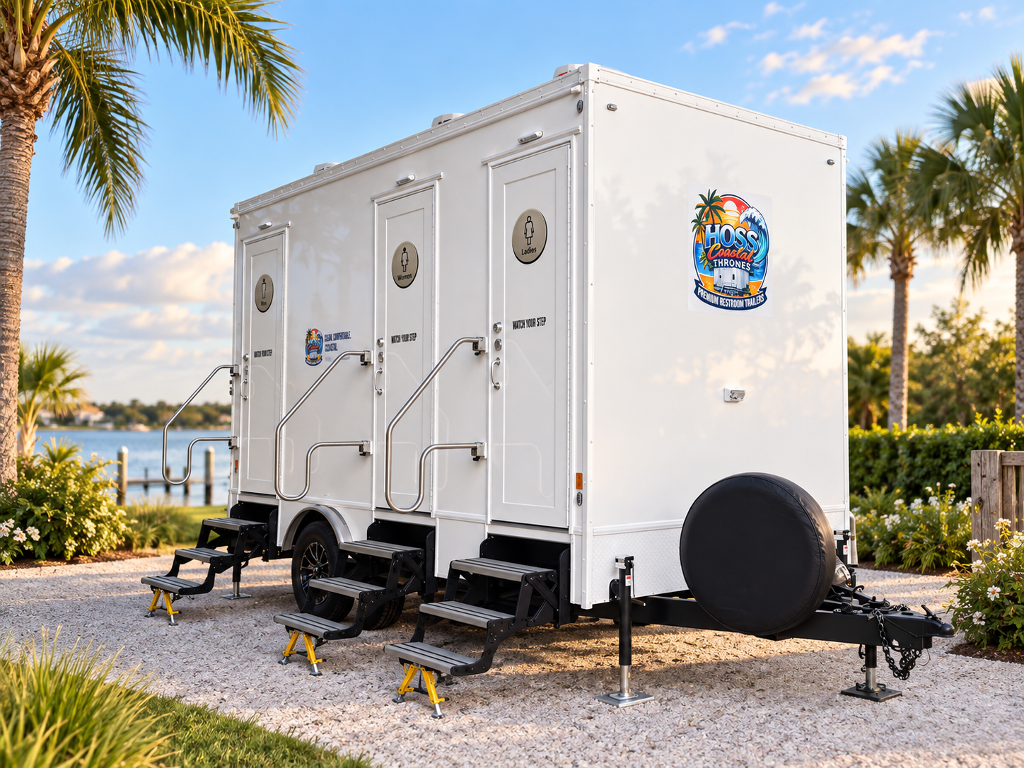 Luxury 4-stall restroom trailer in Sarasota, Florida
