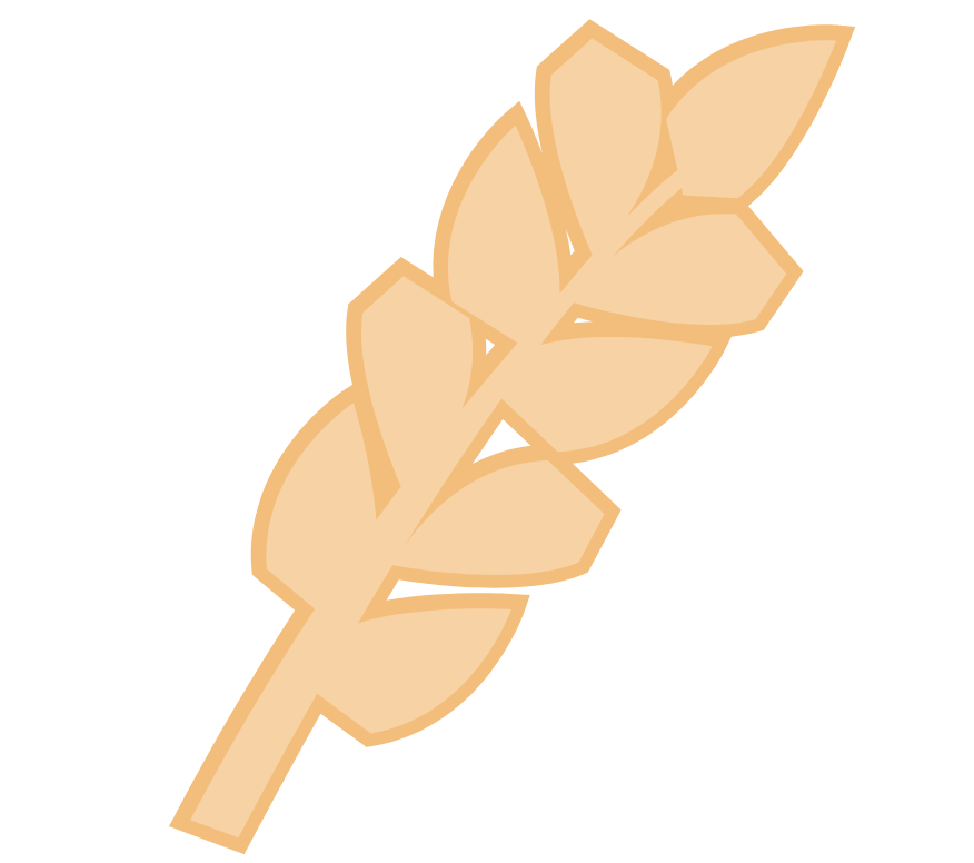 Illustration of a beige wheat stalk with multiple grains.
