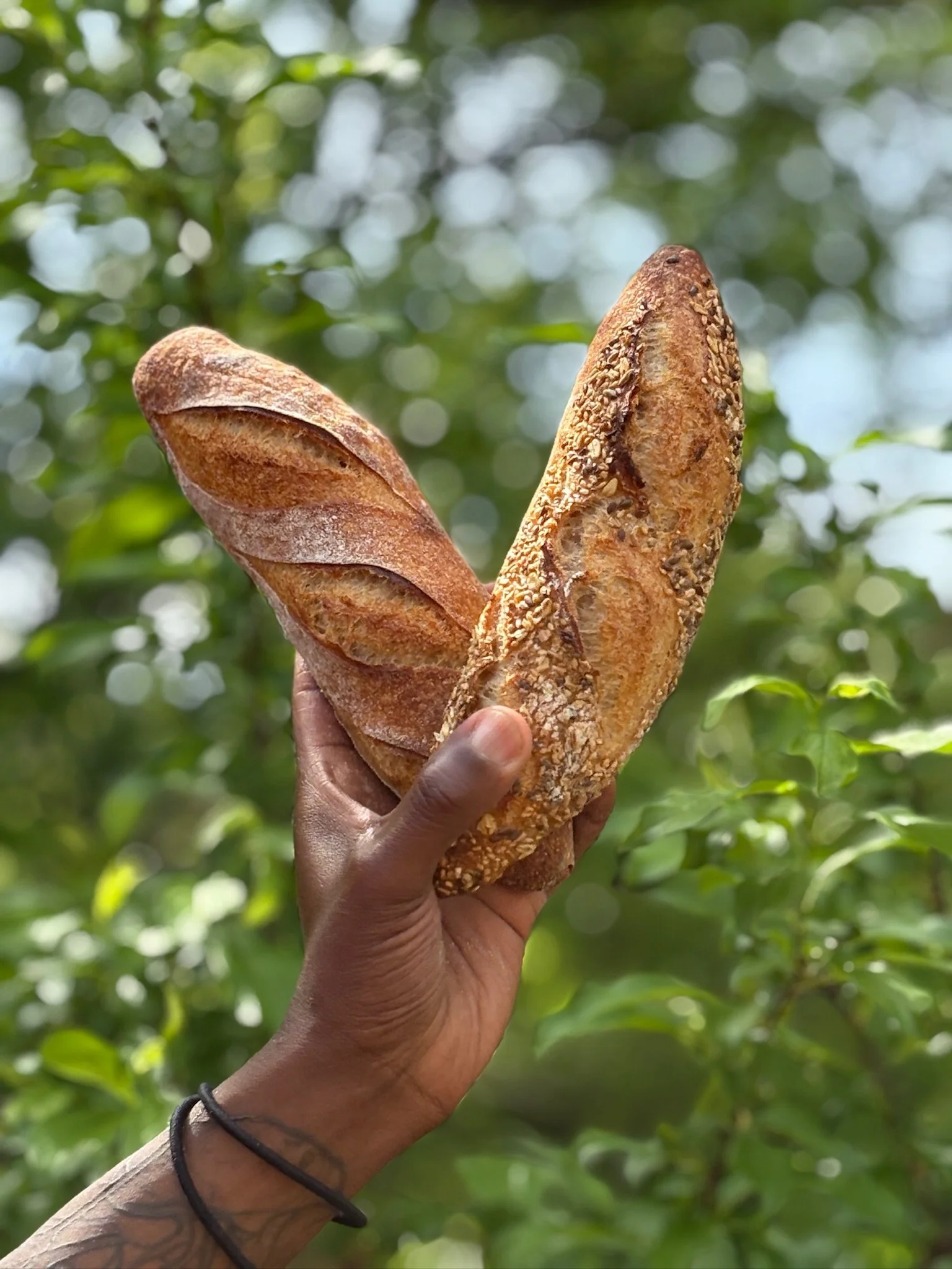 Southeast Sourdough’s demi baguettes one seeded and one standard