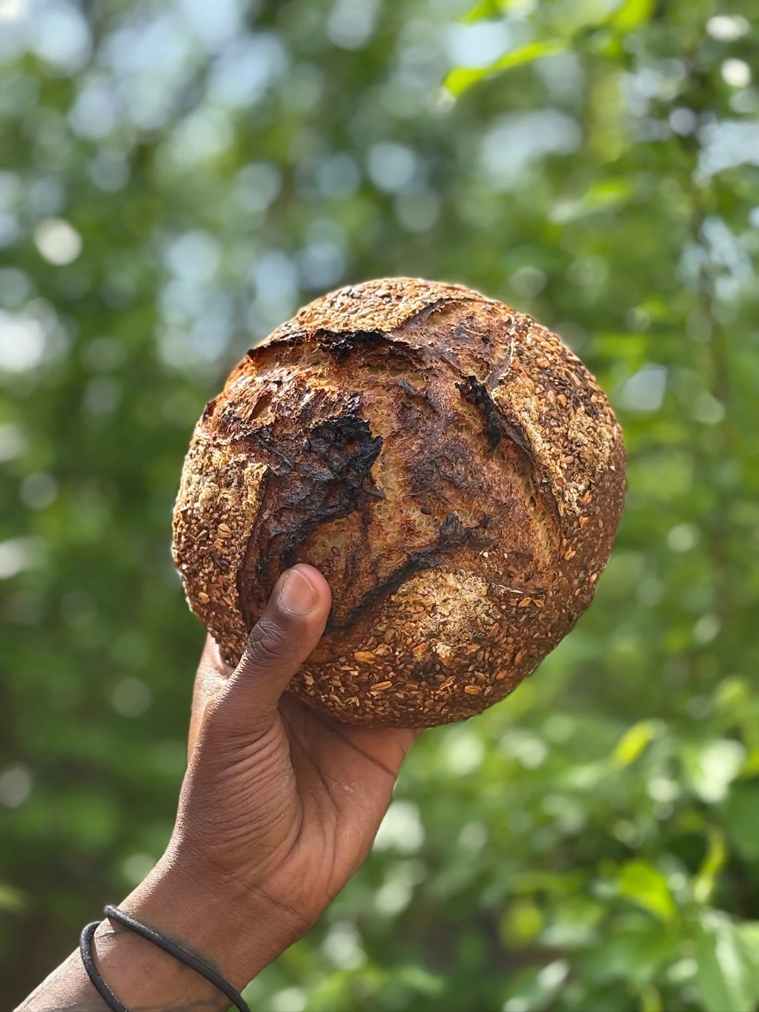 Southeast Sourdough's small rustic loaf with multigrains and whole wheat 
