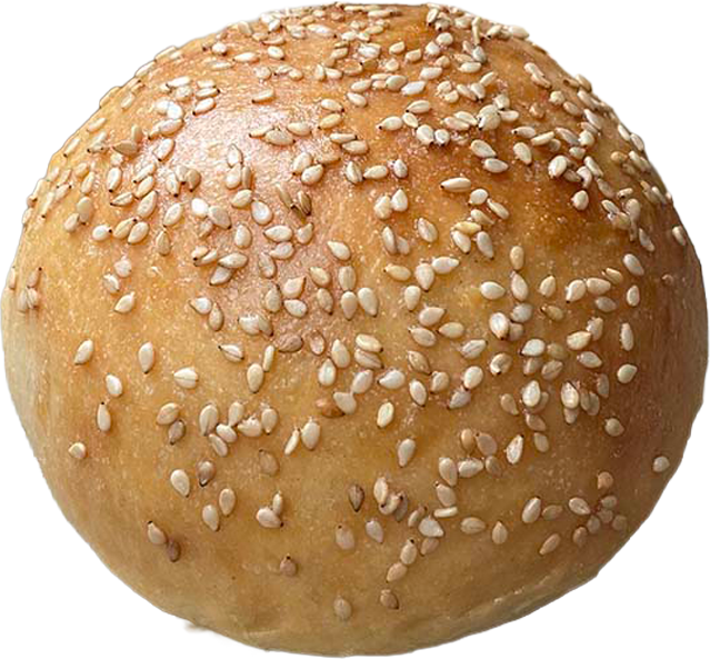 Close-up of Southeast Sourdough's sesame seed bun bakery bread roll.