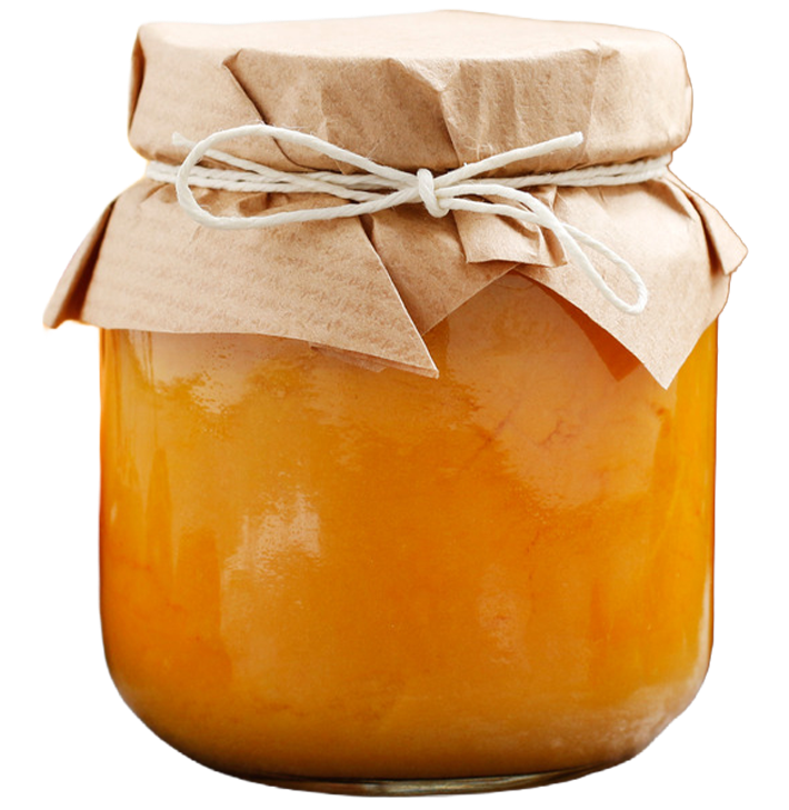 Southeast Sourdough's peach jam or preserve with a brown paper cover tied with a white string.
