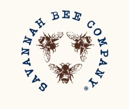 Three illustrated bees form a triangle with a circular text around them that reads 'SAVANNAH BEE COMPANY'.