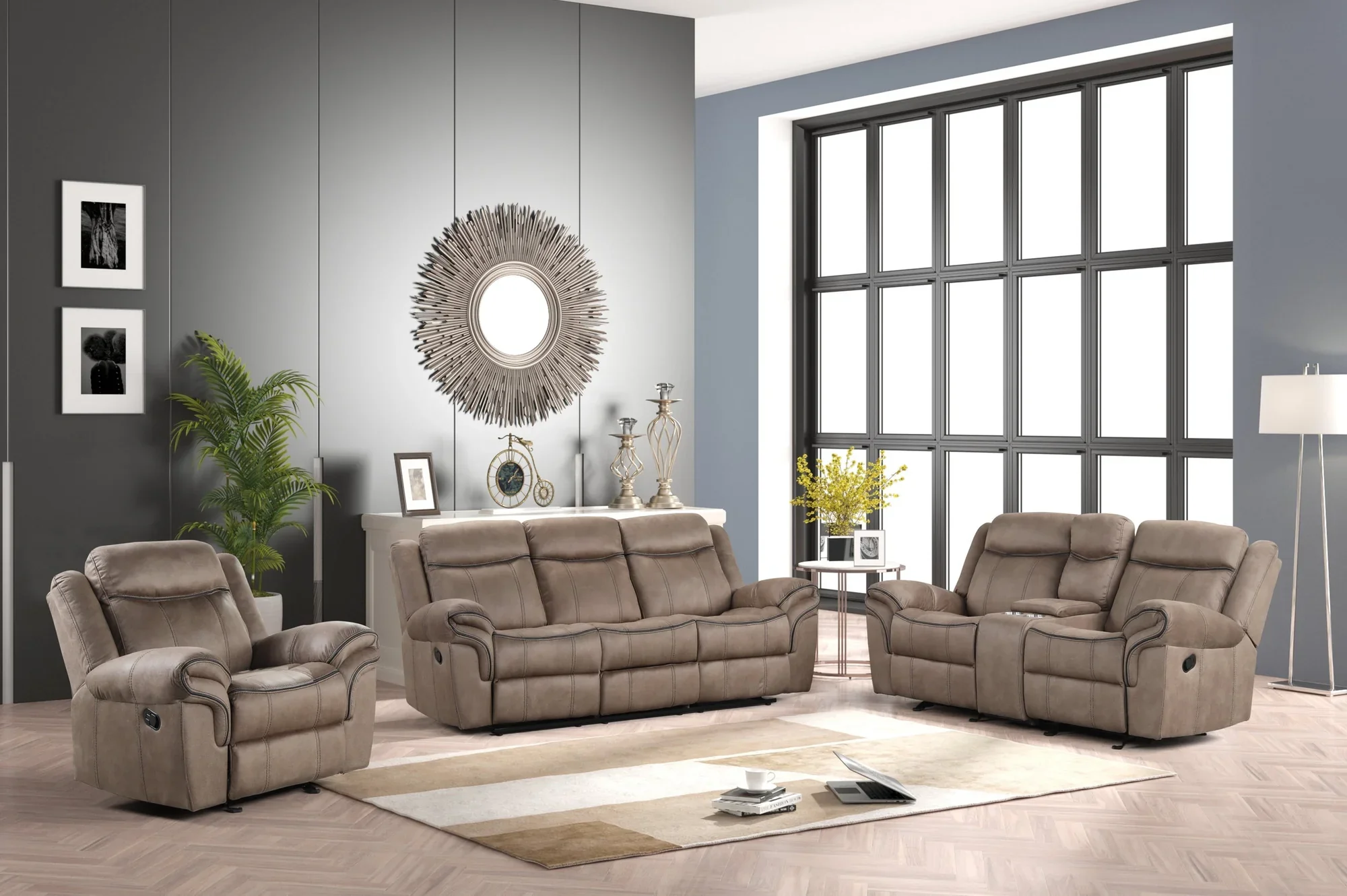Modern Luxe Reclining Sofa Set