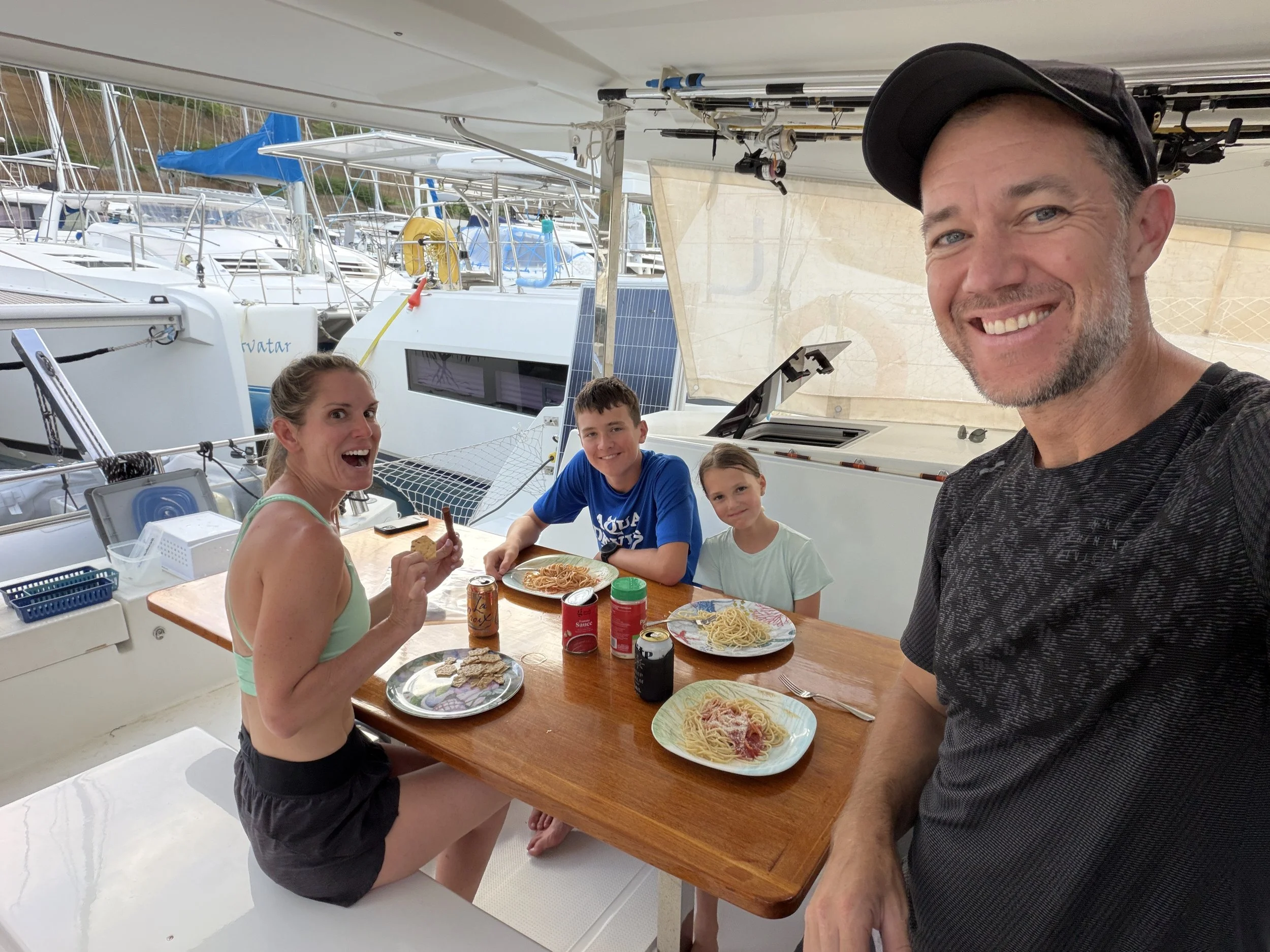 Typical family dinner on the dock.