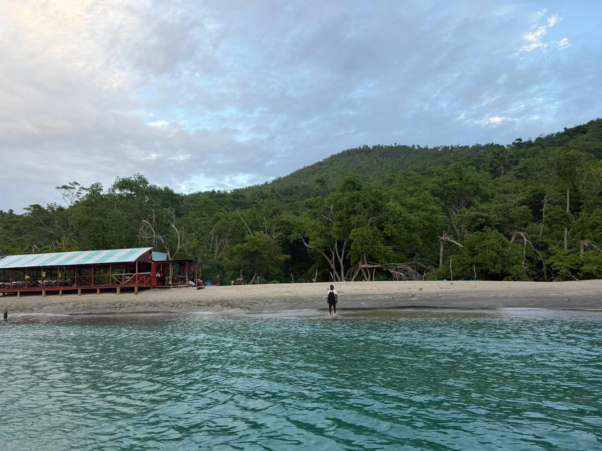 Chef Tim's restaurant is the only thing on this beach, accessible by boat and by reservation. Magic